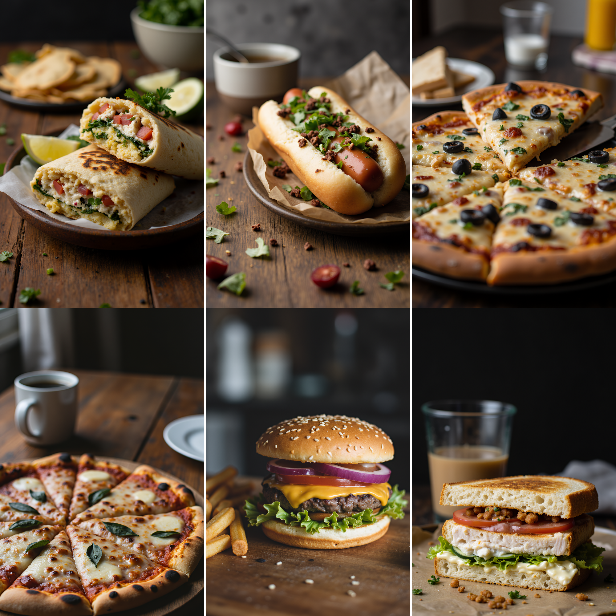 Realistic Foods, Food Photography Bundle, burgers images, quesadilla images, pizza images