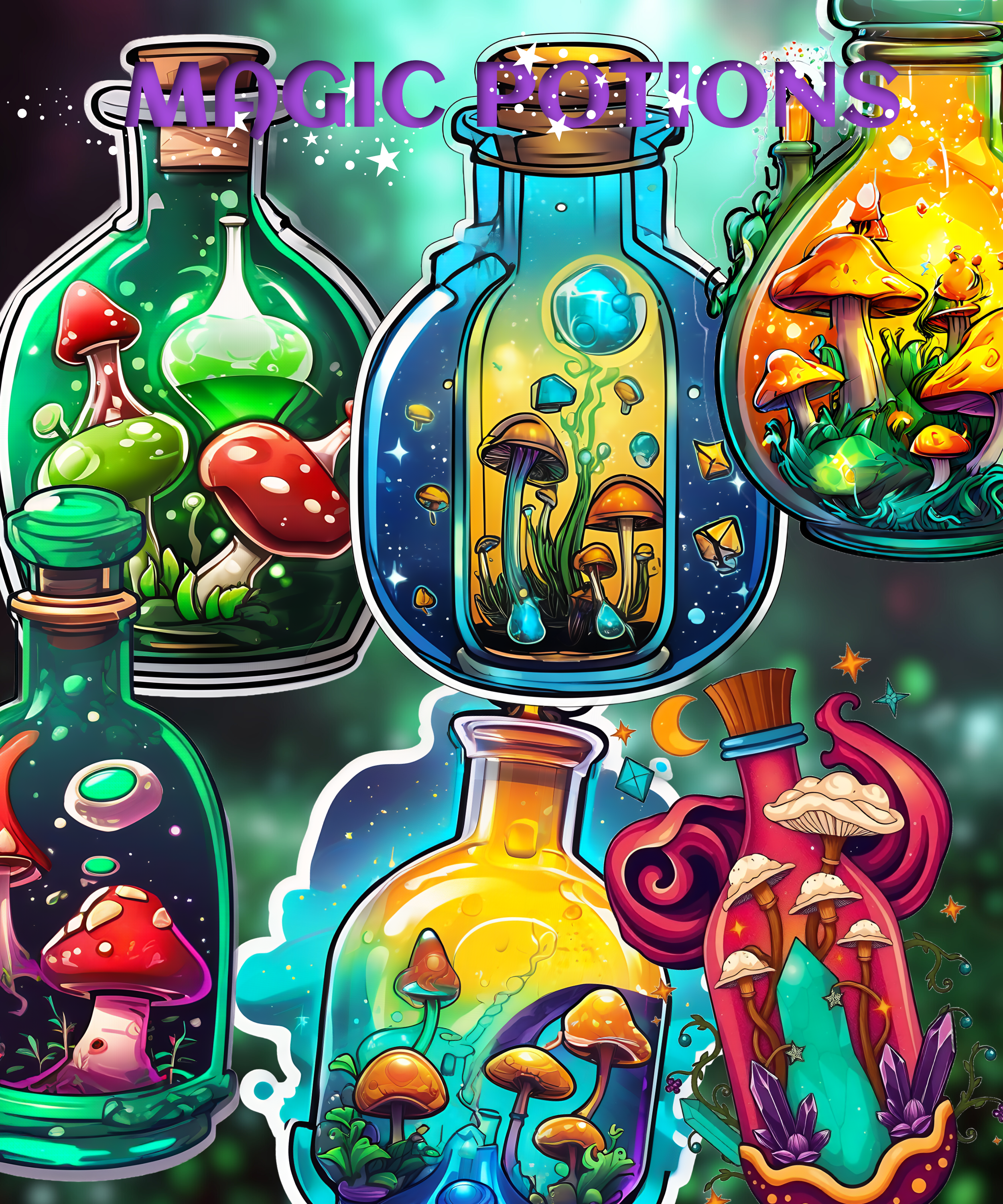 Magic Potions Clipart, Overlays