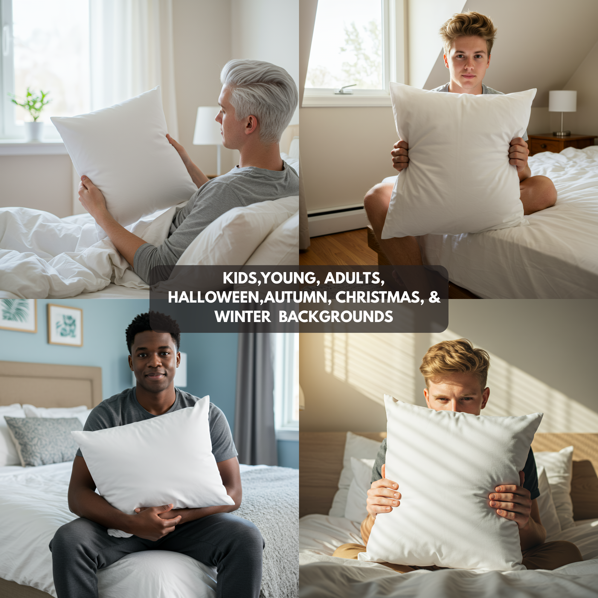 Pillow Mockups, High-Resolution PNG Mockup Images, Children's Room Decor Mockups, Autumn & Christmas Lifestyle Mockups
