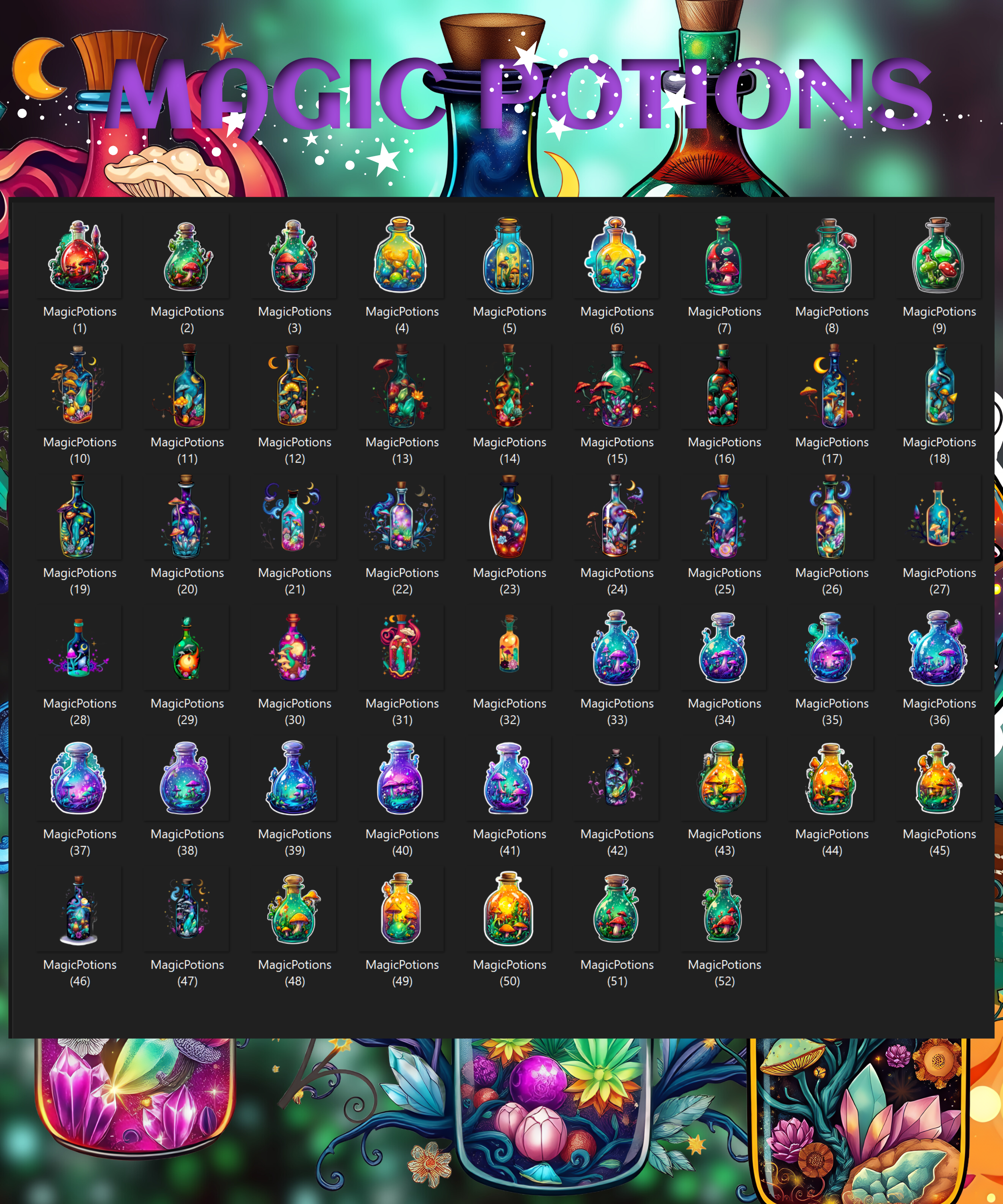 Magic Potions Clipart, Overlays
