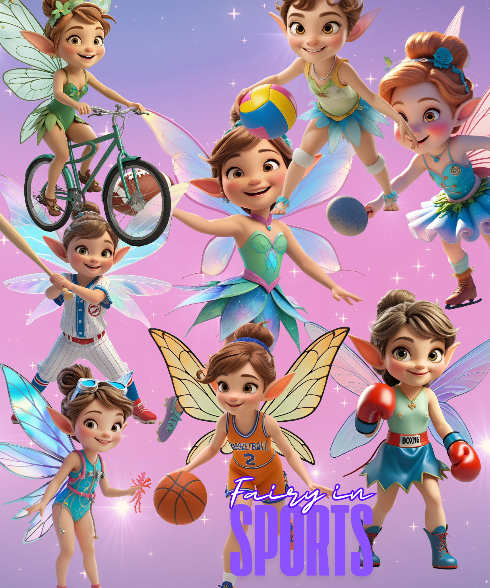 Sports Fairy Clipart, cute clipart, girls clipart