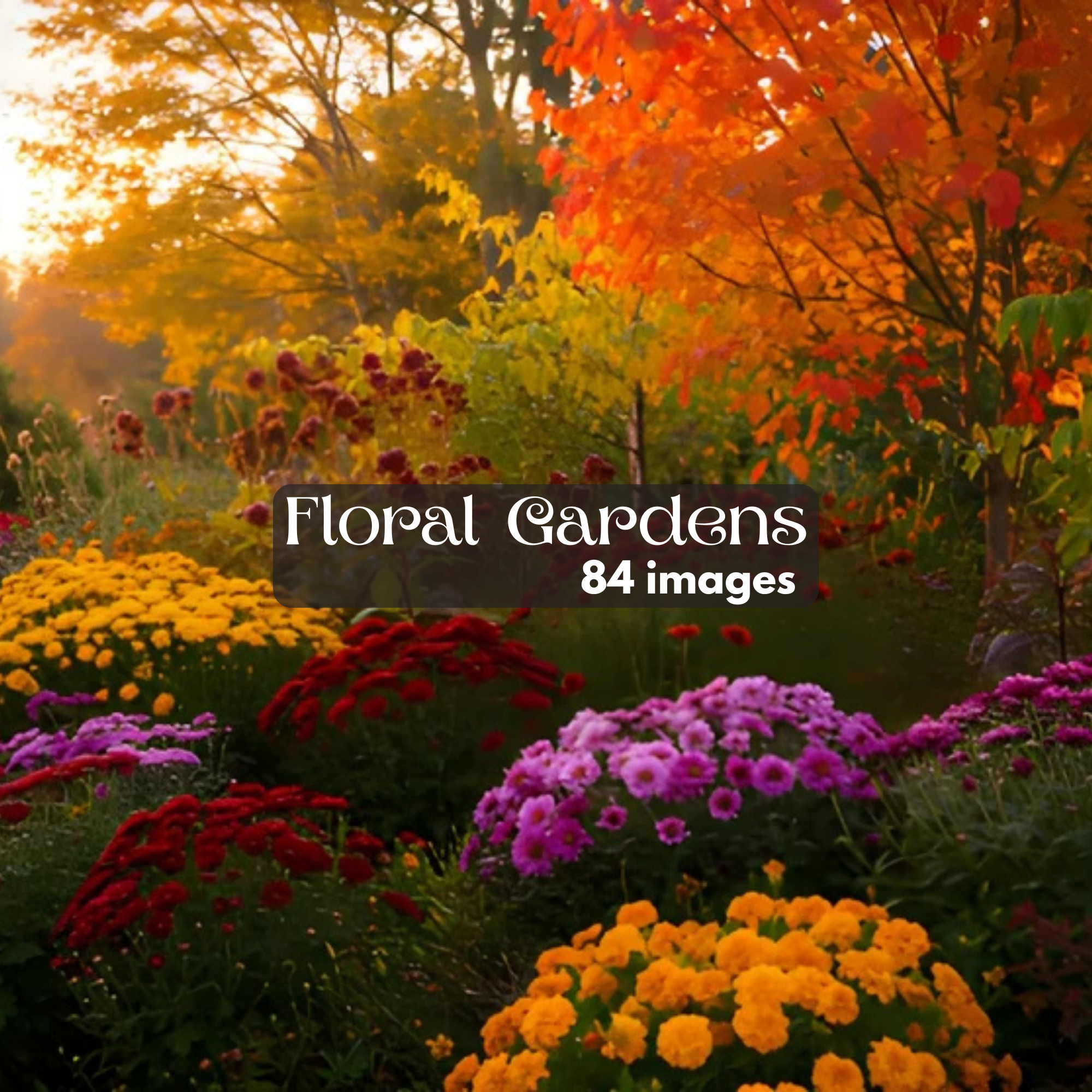 Floral Gardens Spring Garden Bundle, Daffodils Tulips Butterflies Digital Art