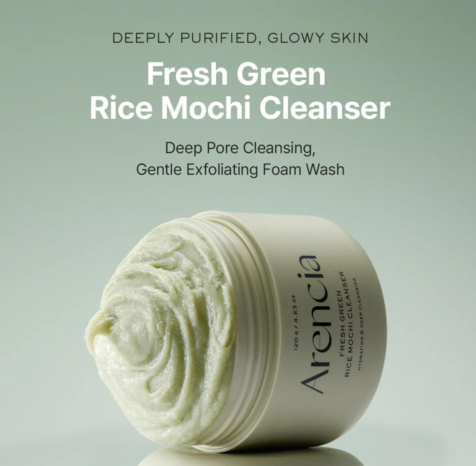 Fresh green rice mochi cleanser