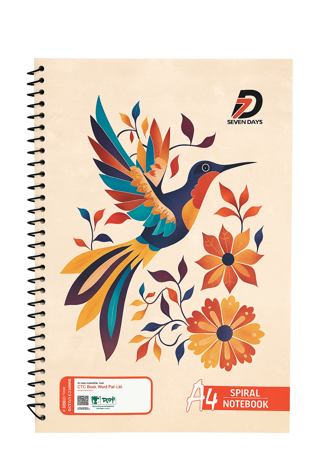 A4 Spiral Notebook Set Of 6 | Vibrant Hummingbird Design | 200 Pages | Eco-Friendly | SpiralNotebook | Notebook