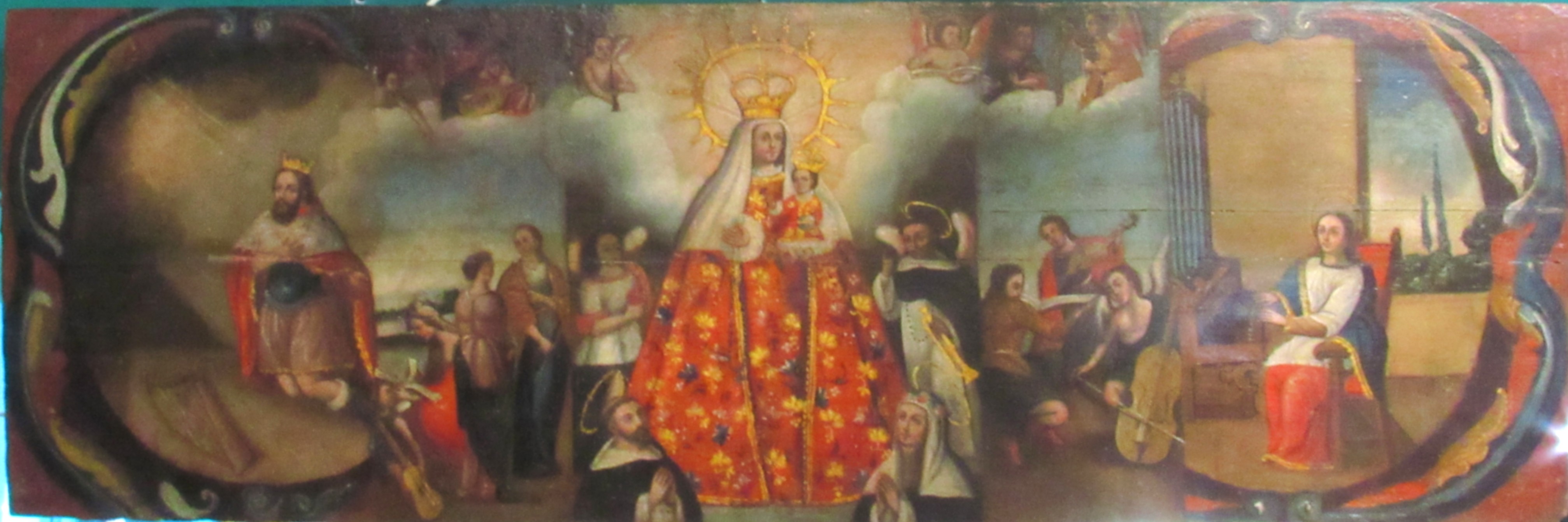 Pintura religiosa en placa de madera