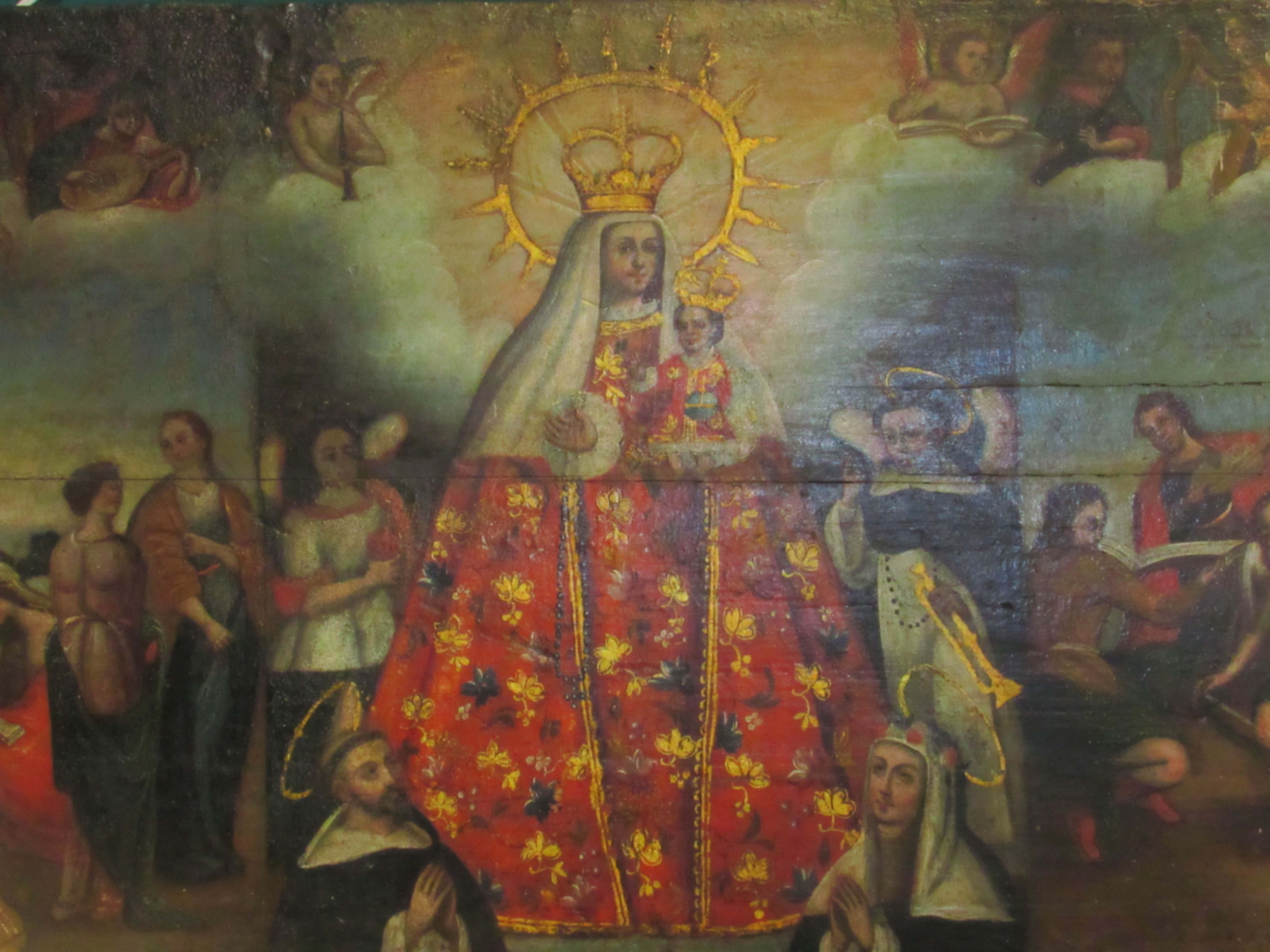 Pintura religiosa en placa de madera