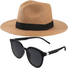 Straw Hat and Sunglasses Set