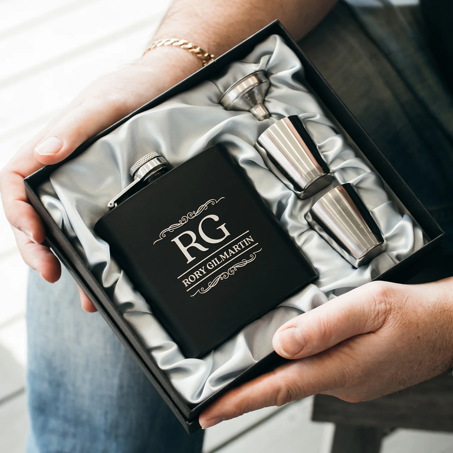 Personalized Stainless Steel Flask Set