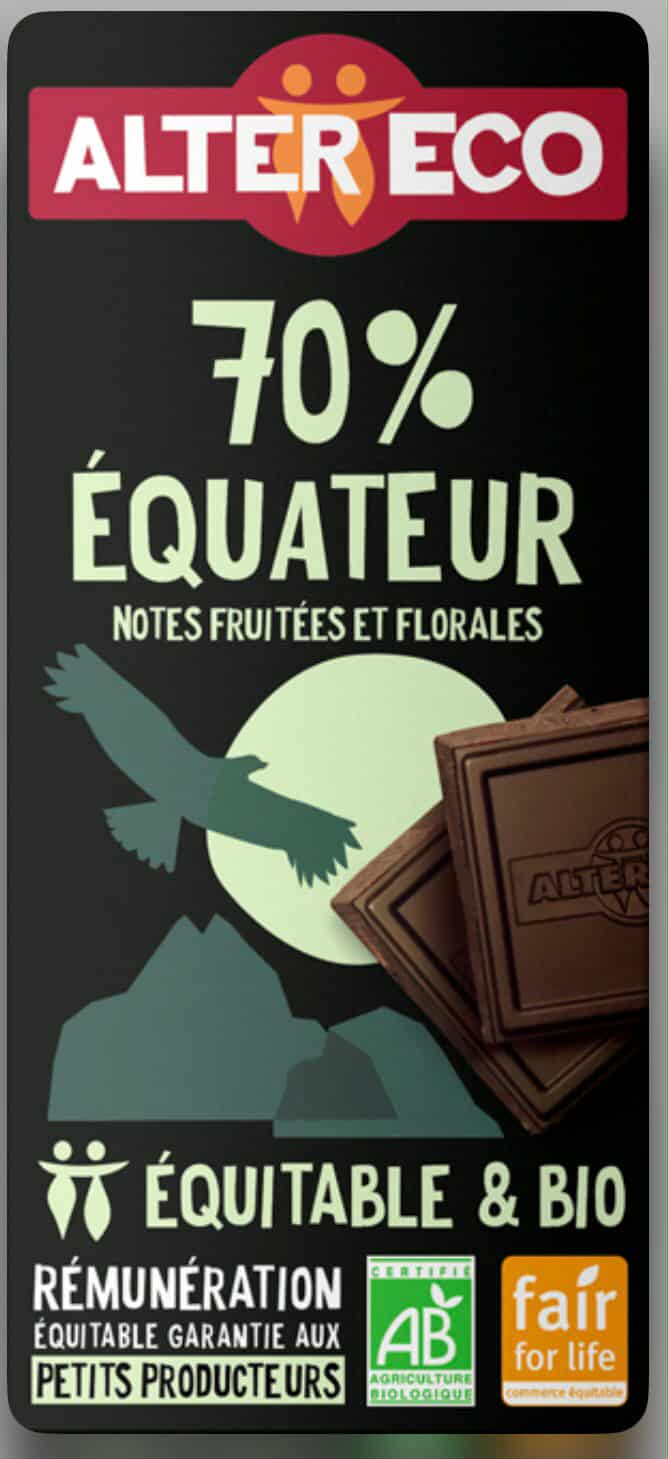 Chocolat noir Équateur 70% Alter Eco