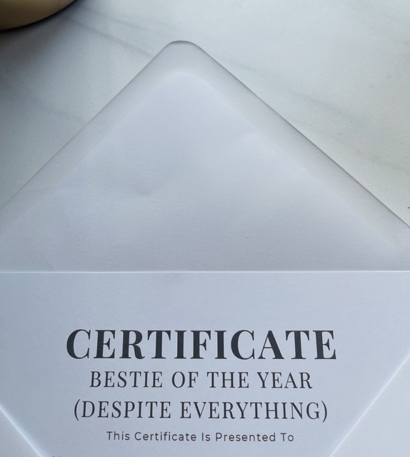 Emotional Support Bestie Award – A5 Digital Certificate