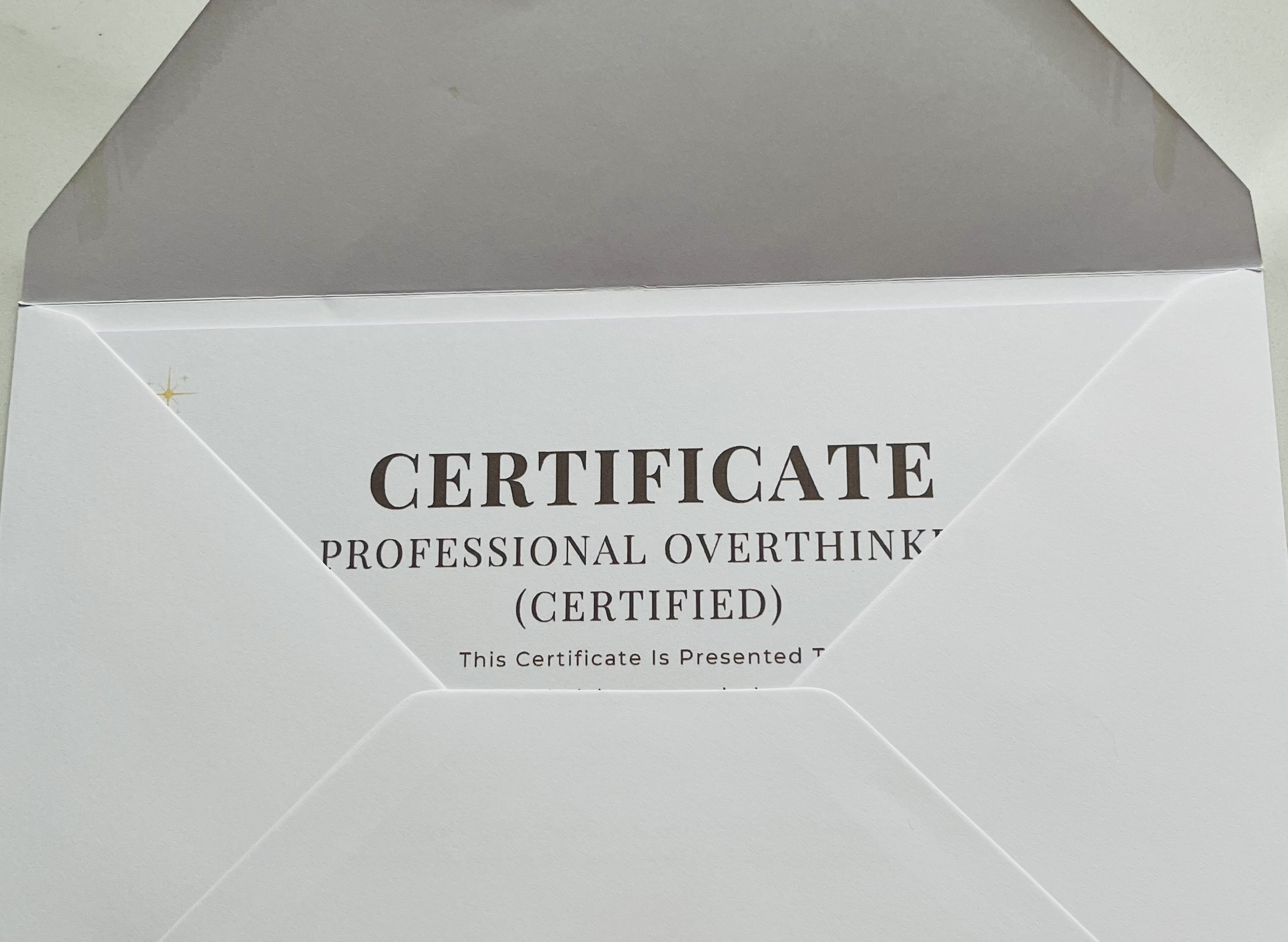 Professional Overthinker (Certified) – Digital Certificate