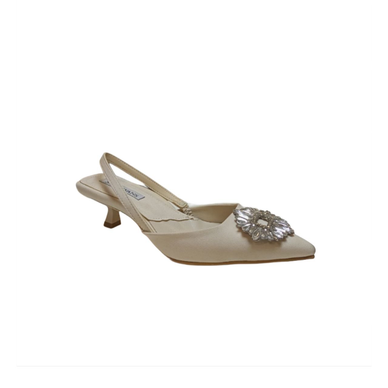 Elegant Beige Embellished Slingback Heel