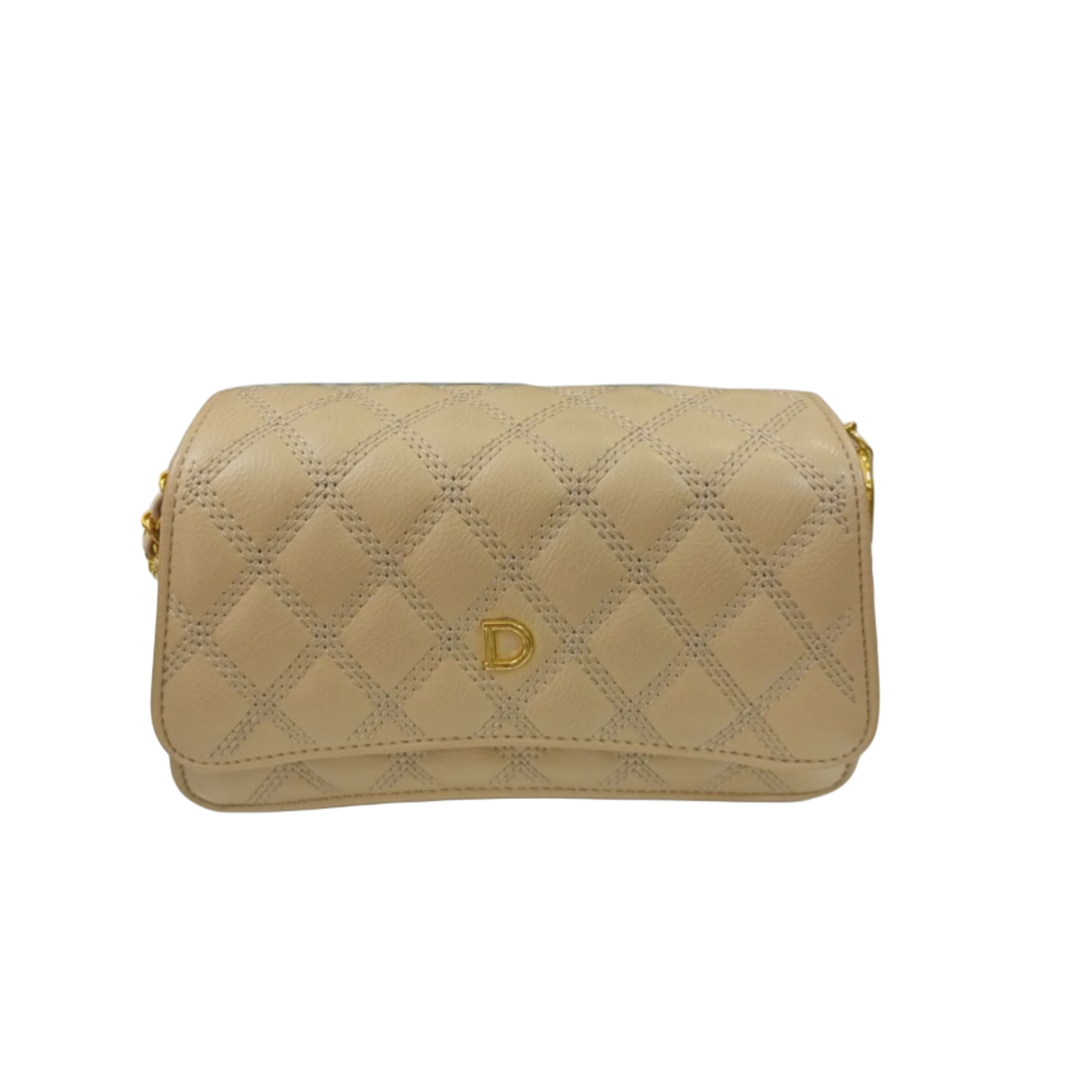Beige Quilted Leather Shoulder Bag