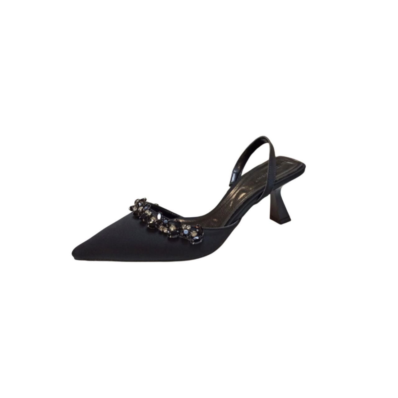 Black Embellished Slingback Heel