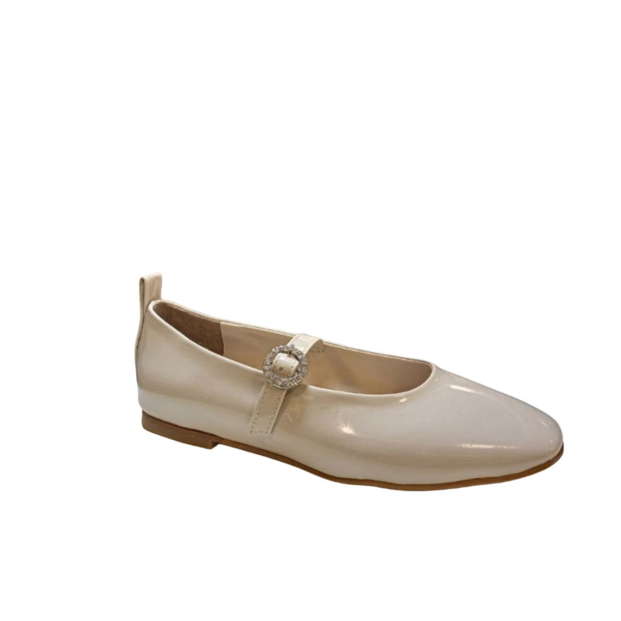 White Patent Leather Flat Shoe