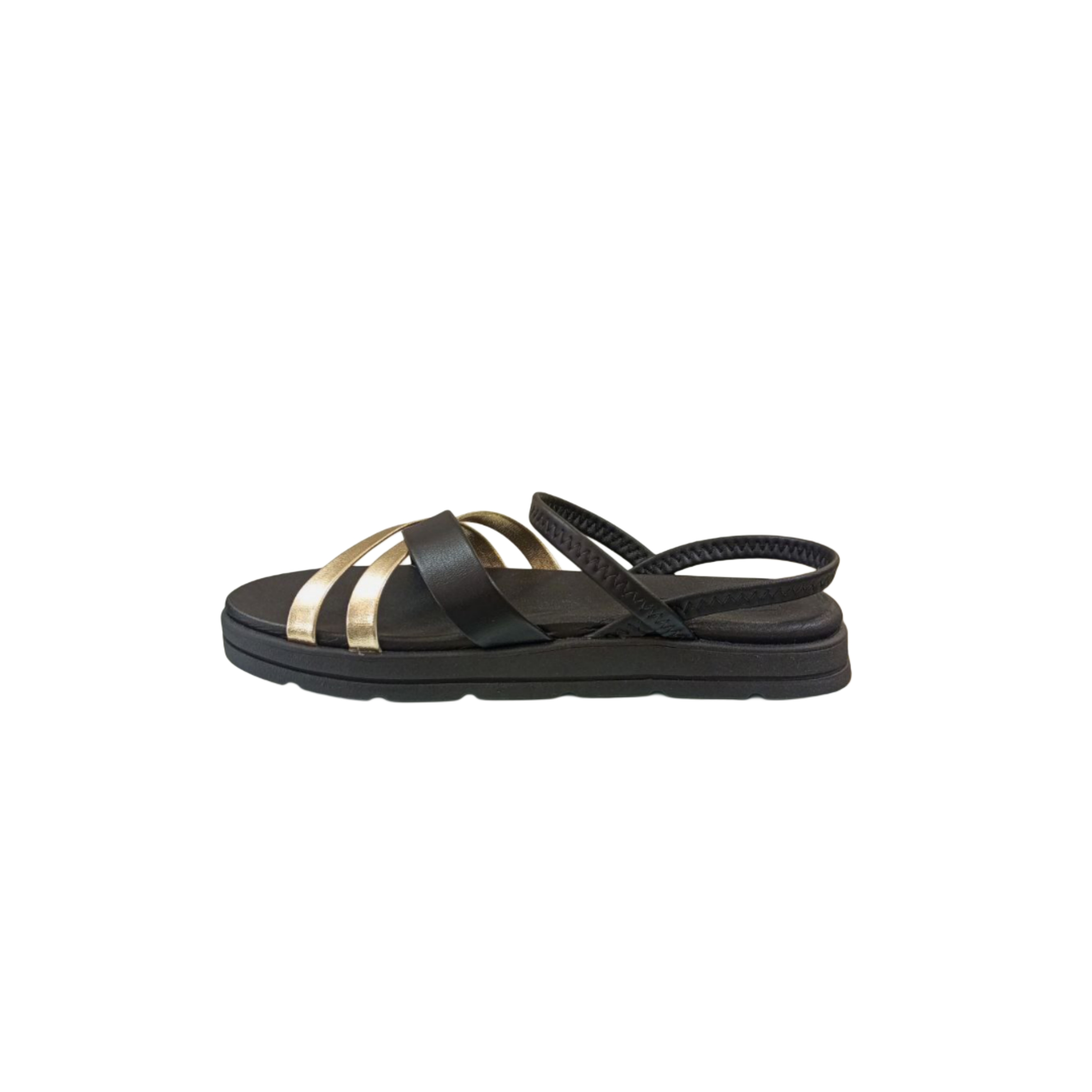 Black and Gold Strappy Sandal