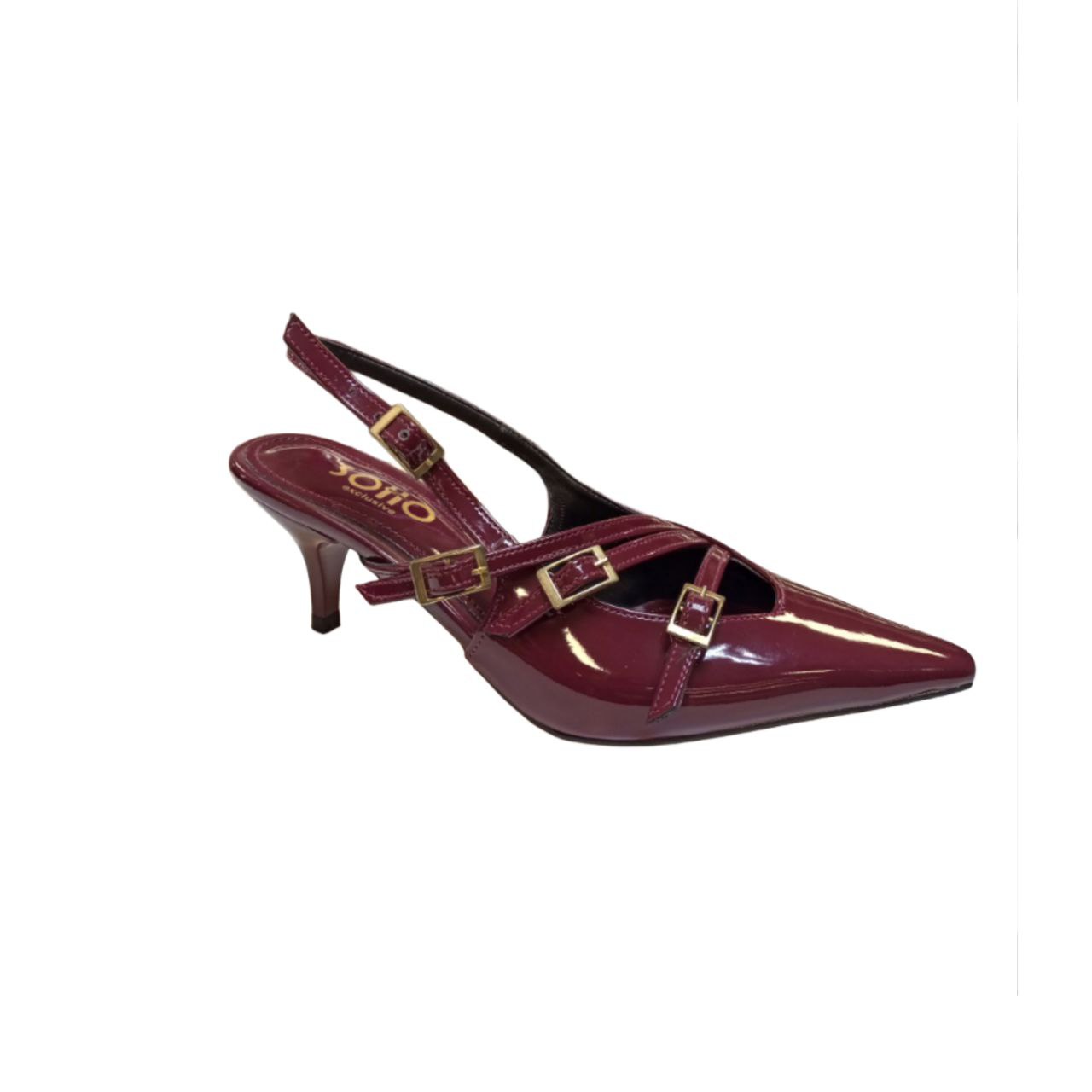 Burgundy Patent Leather Slingback Heel