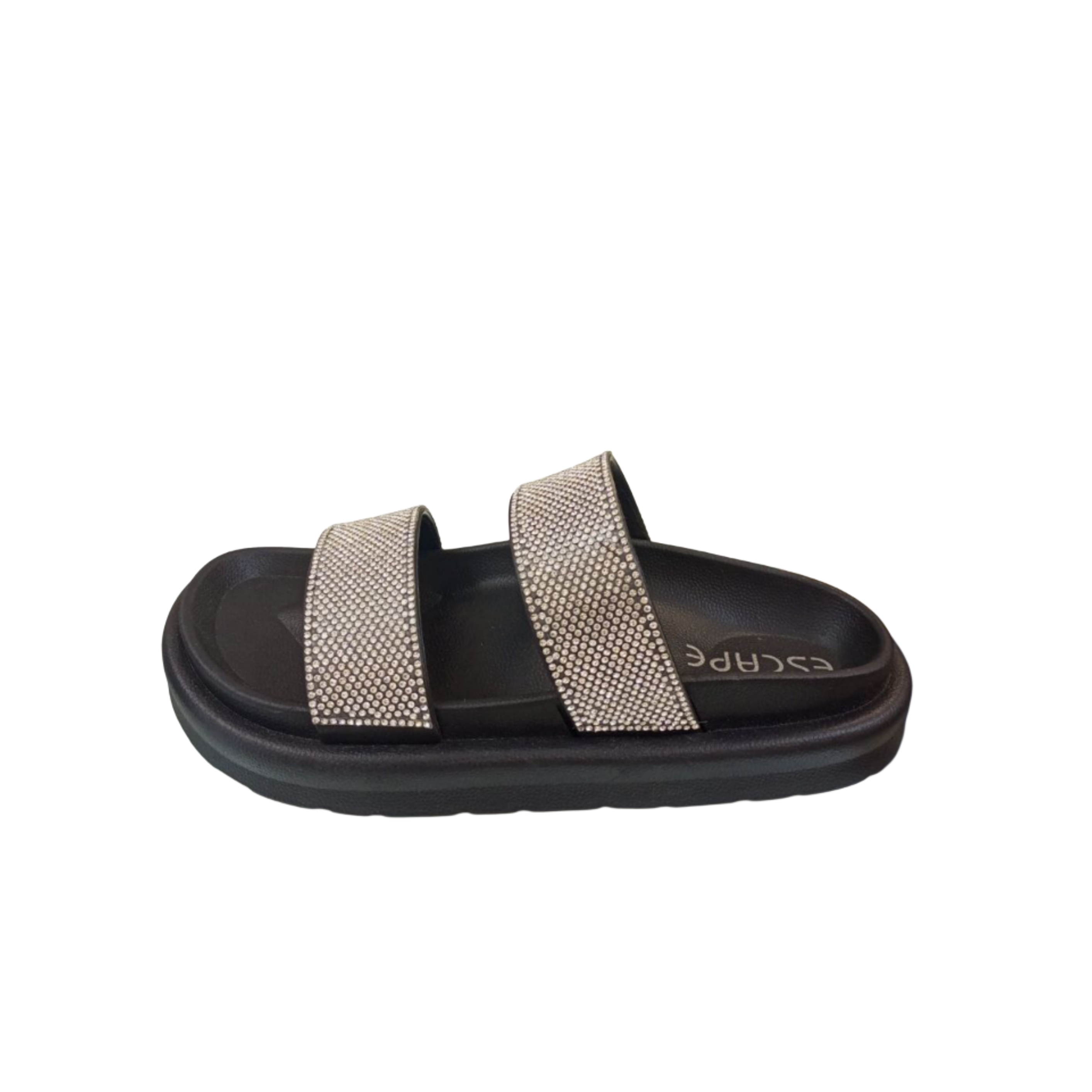 Rhinestone Double Strap Slide Sandal