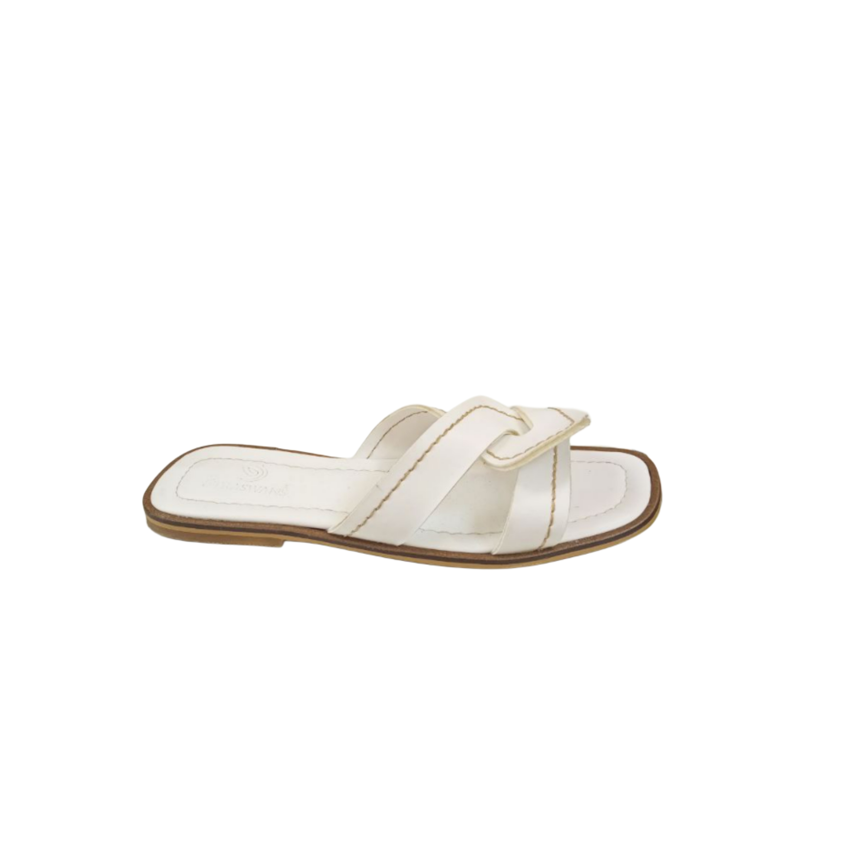 White Slip-On Flat Sandal