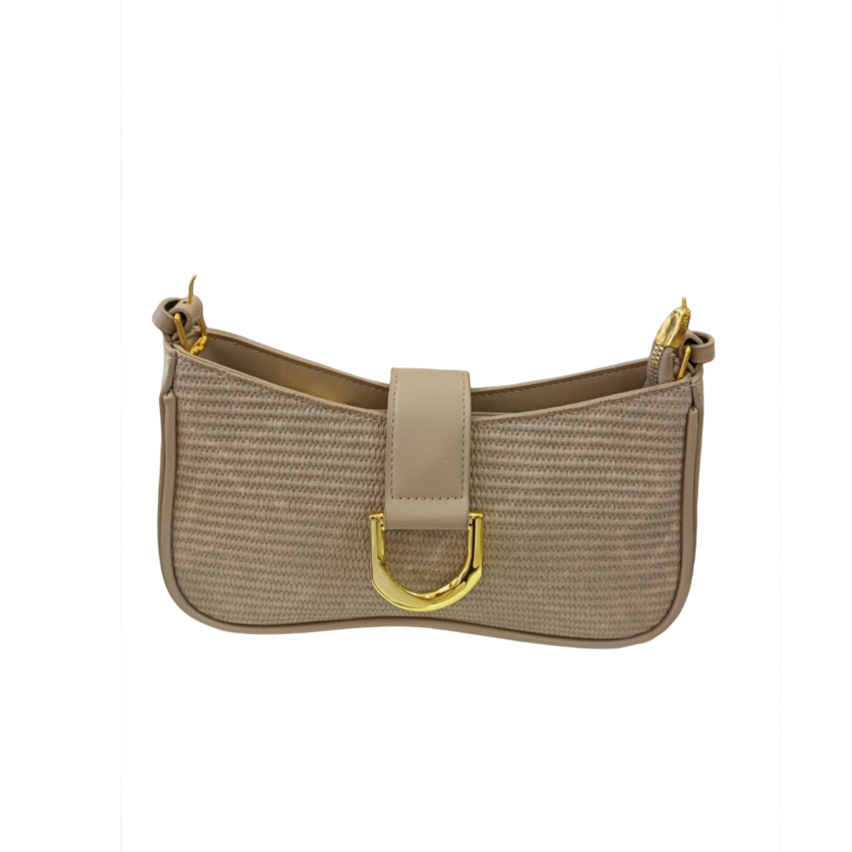 Beige Woven Shoulder Bag