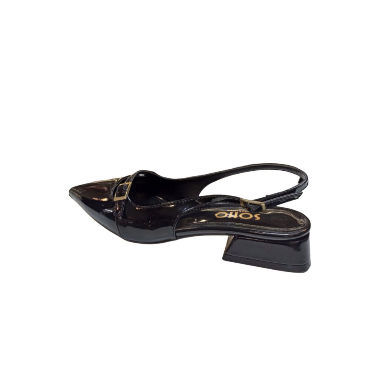 SOHO Black Patent Slingback Heel