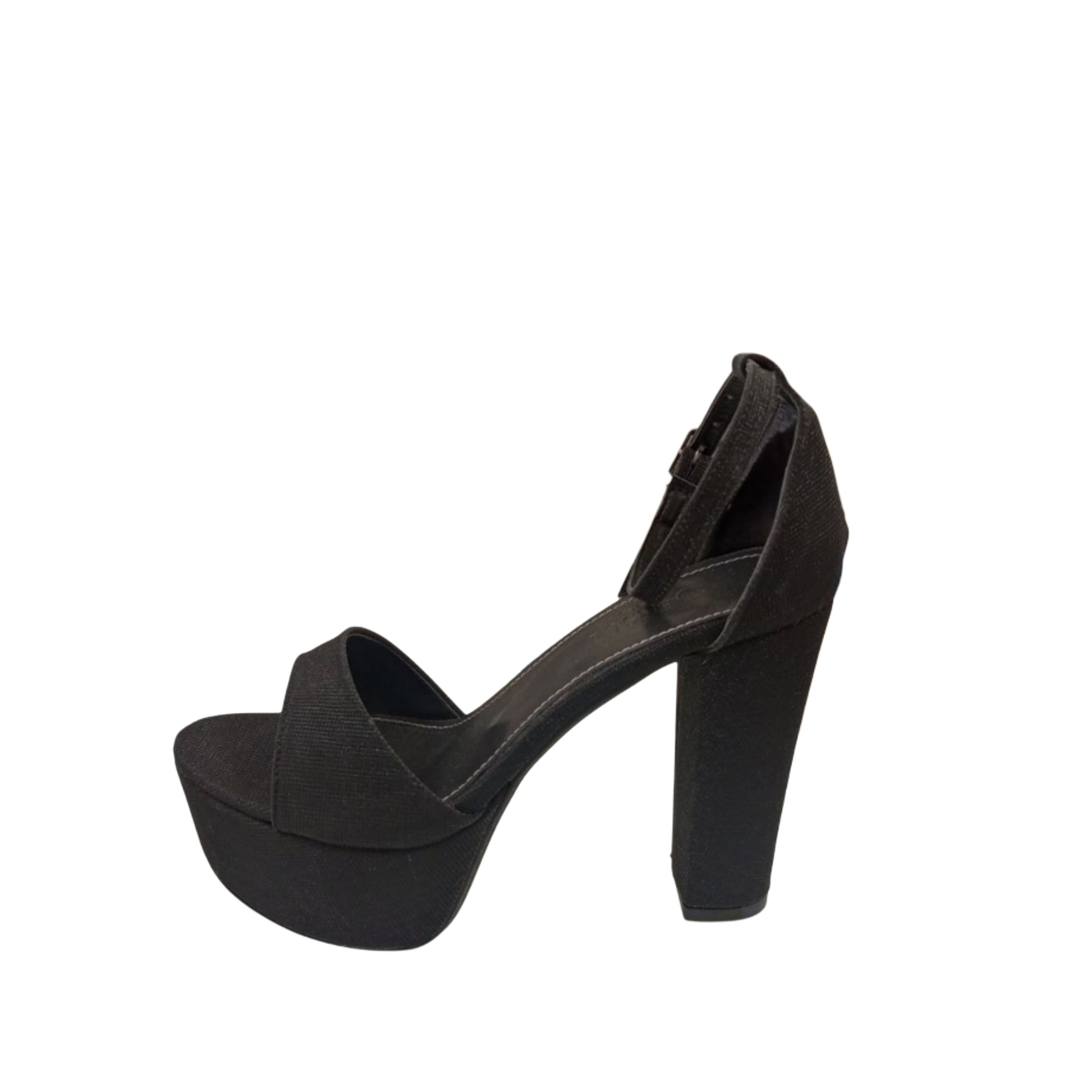 Black high-heel platform sandal