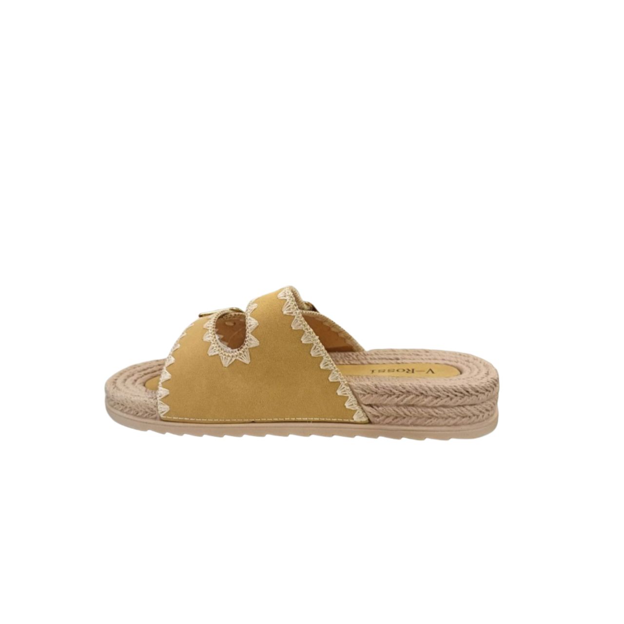 Yellow Embroidered Slide Sandal