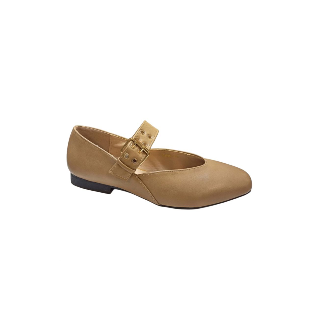 Beige Mary Jane Flat