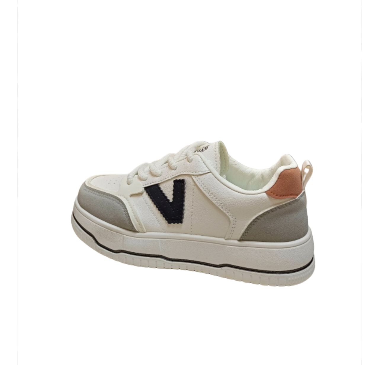 White and Gray Kids' Sneaker
