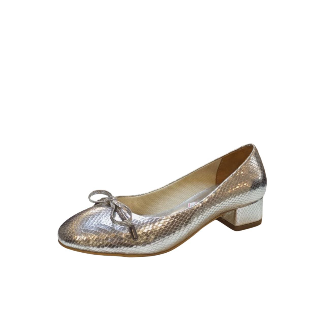 Silver Textured Ballet Pump