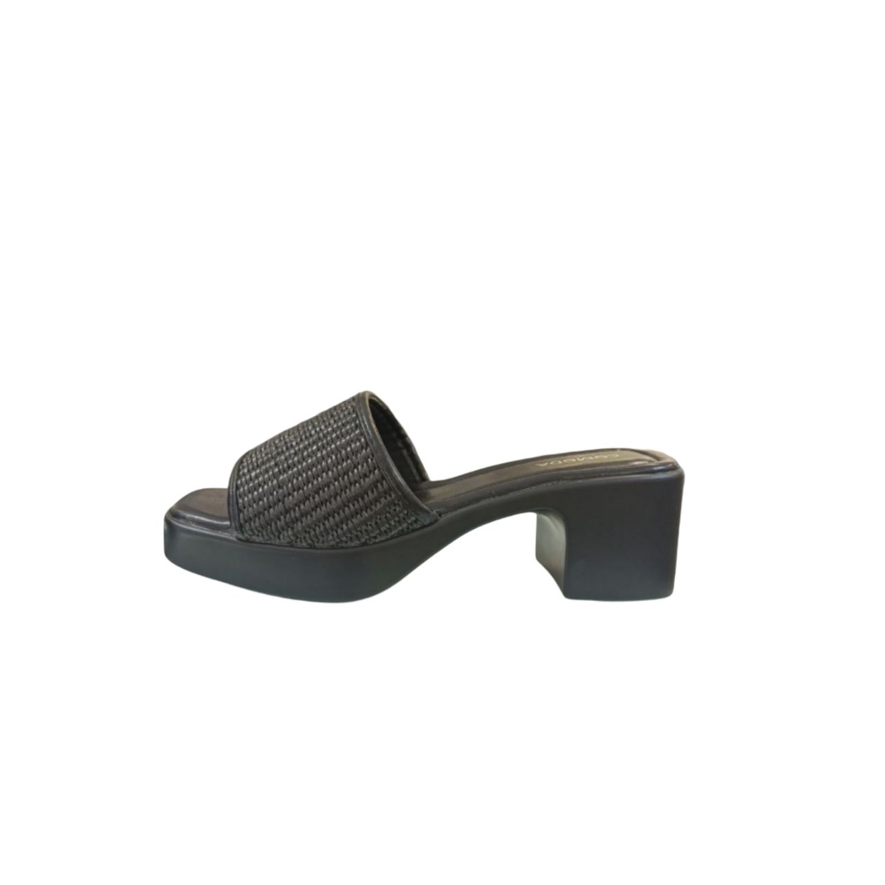 Black Woven Slip-On Heel