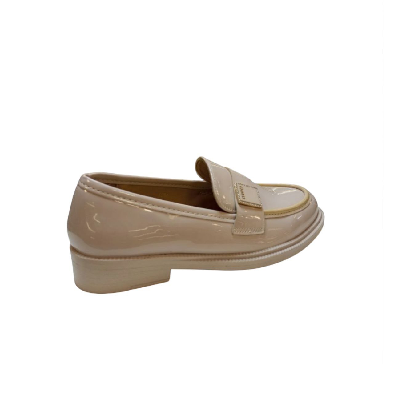 Beige Patent Leather Loafer