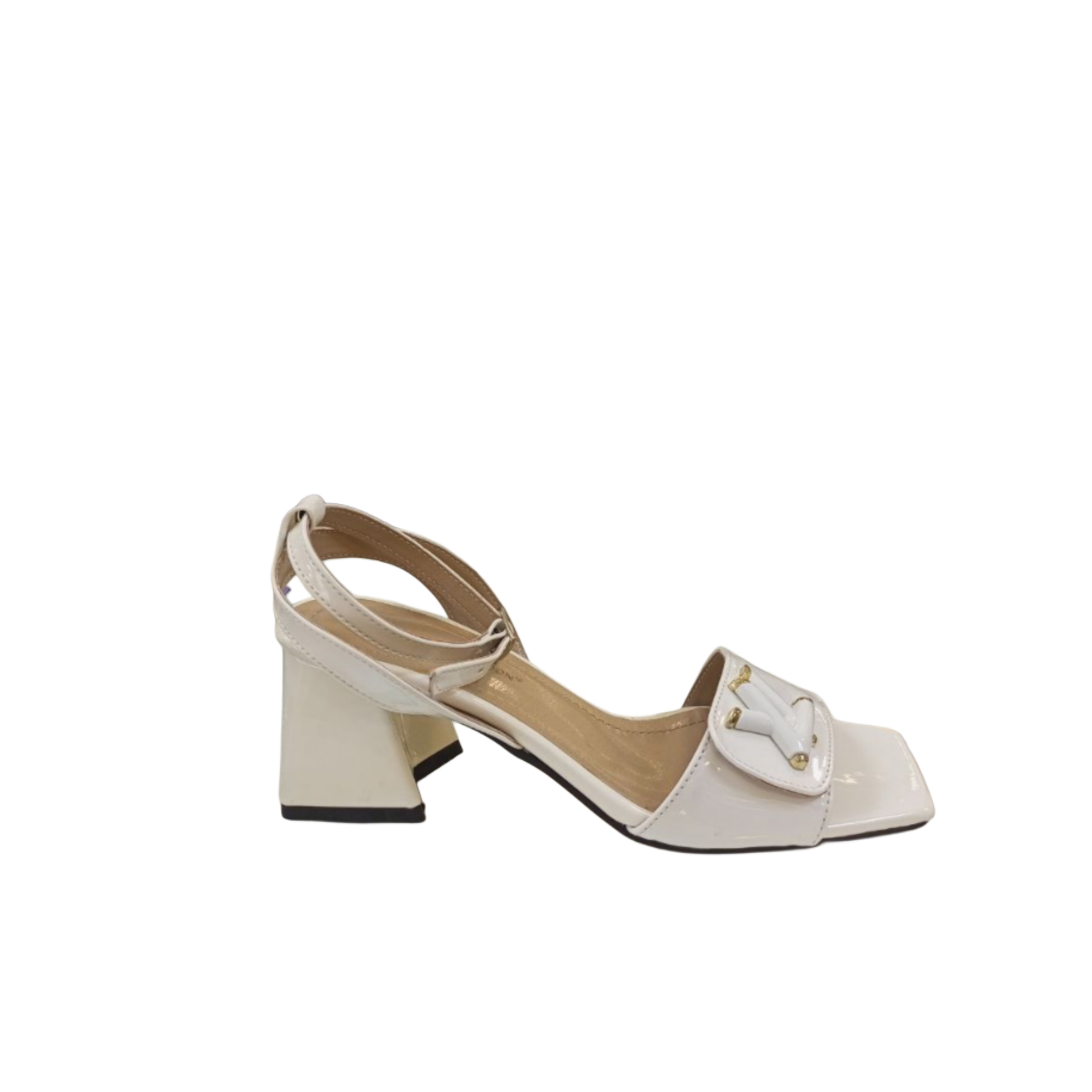 Women's beige block heel sandal
