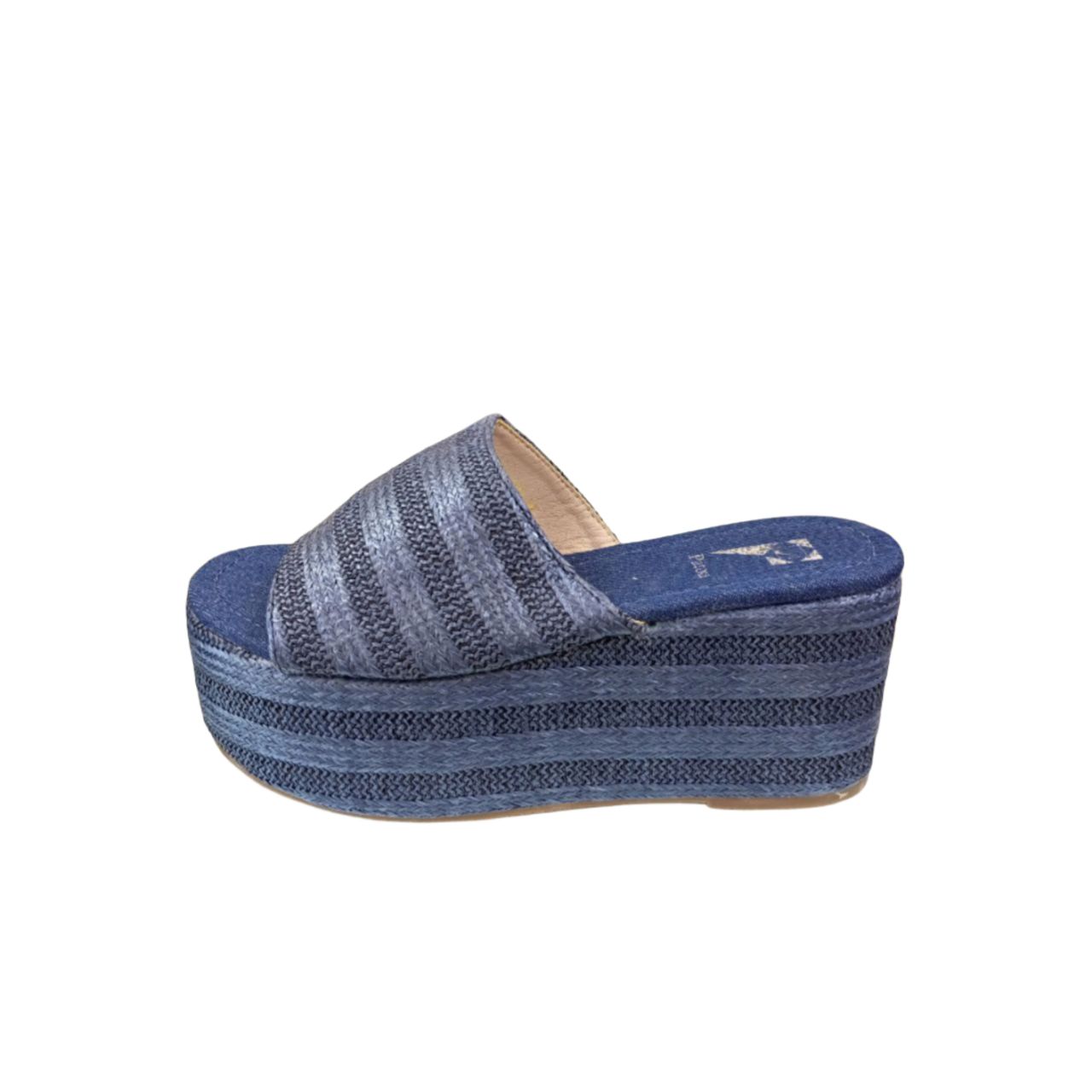 Blue Platform Slide Sandal