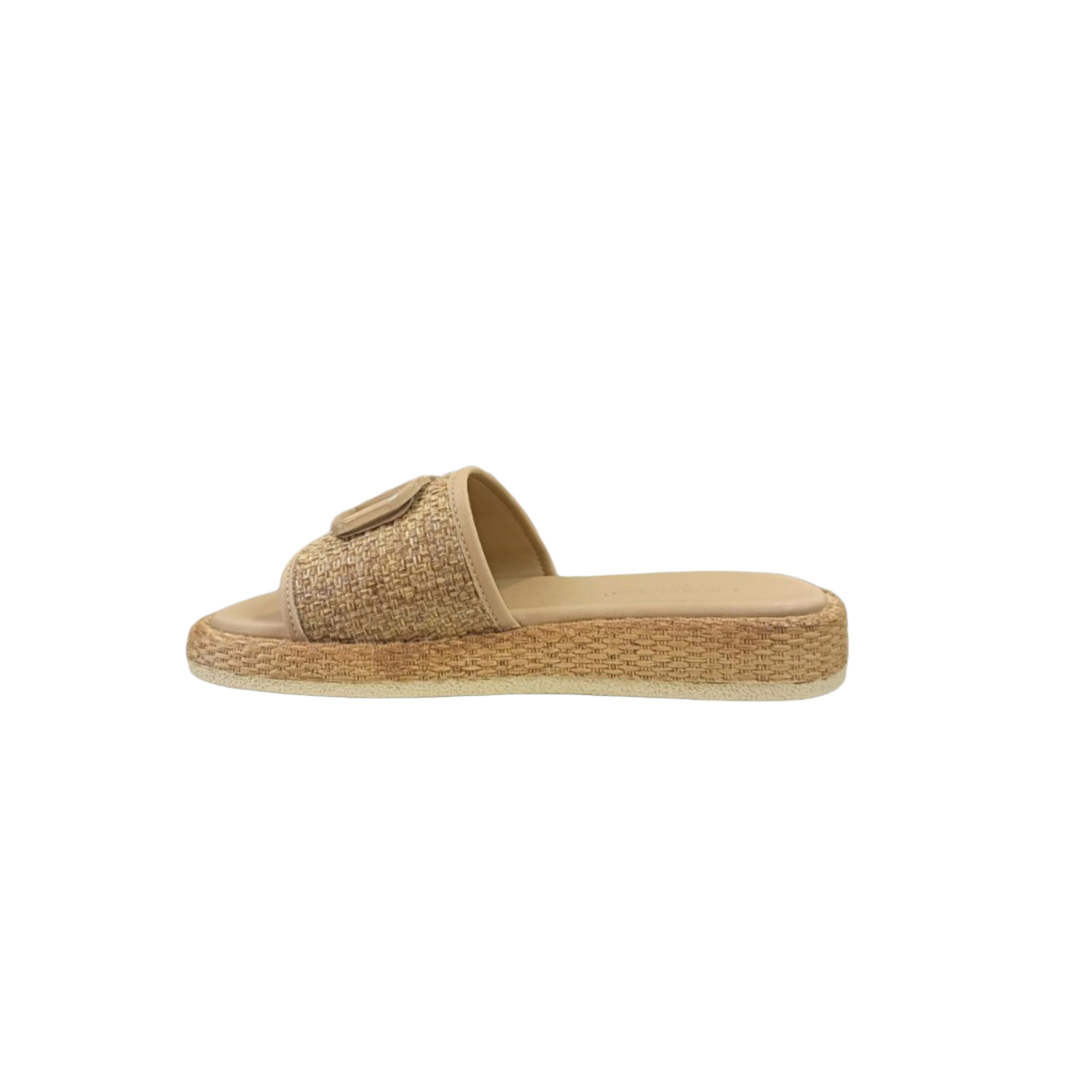 Women's beige woven slide sandal