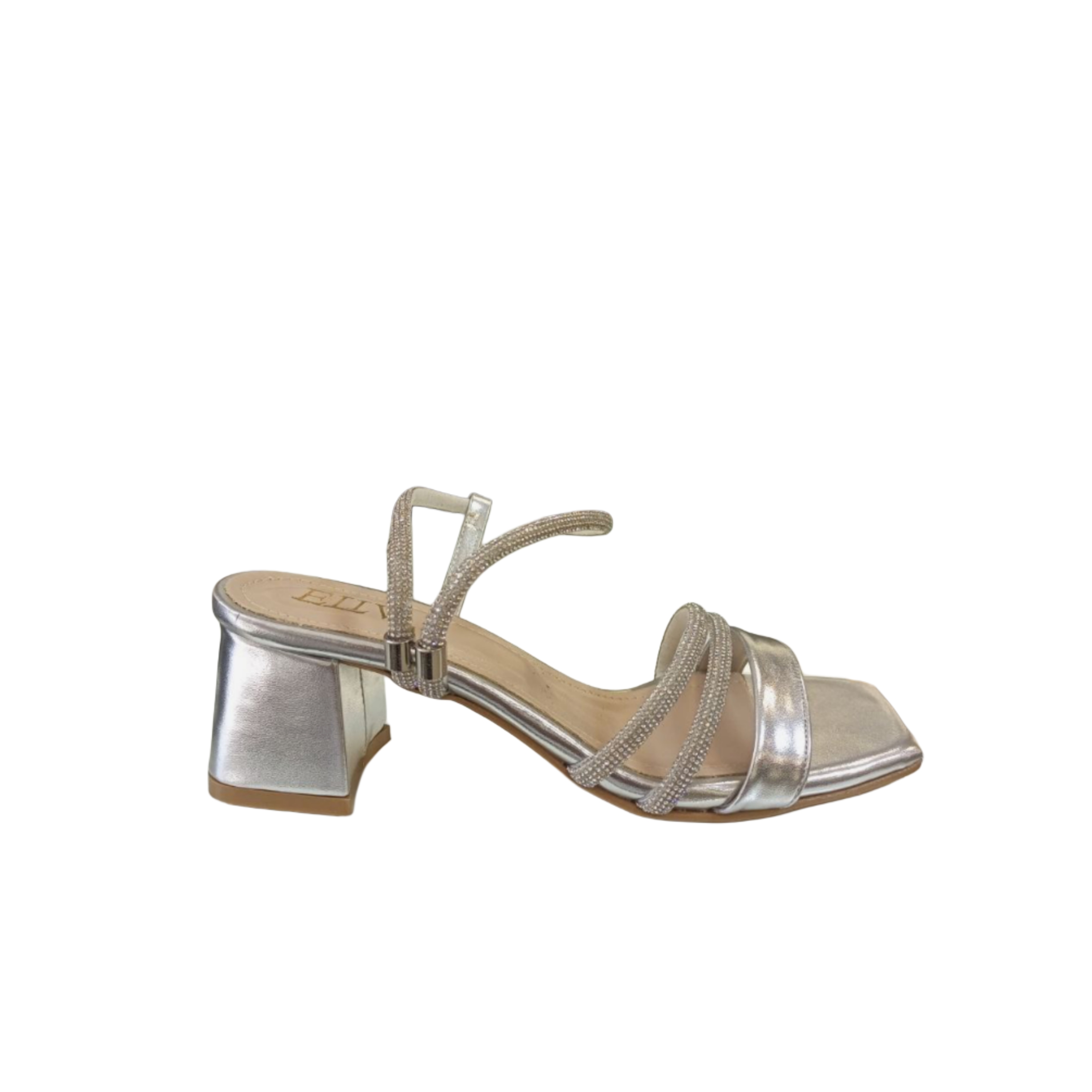 Silver Block Heel Sandal