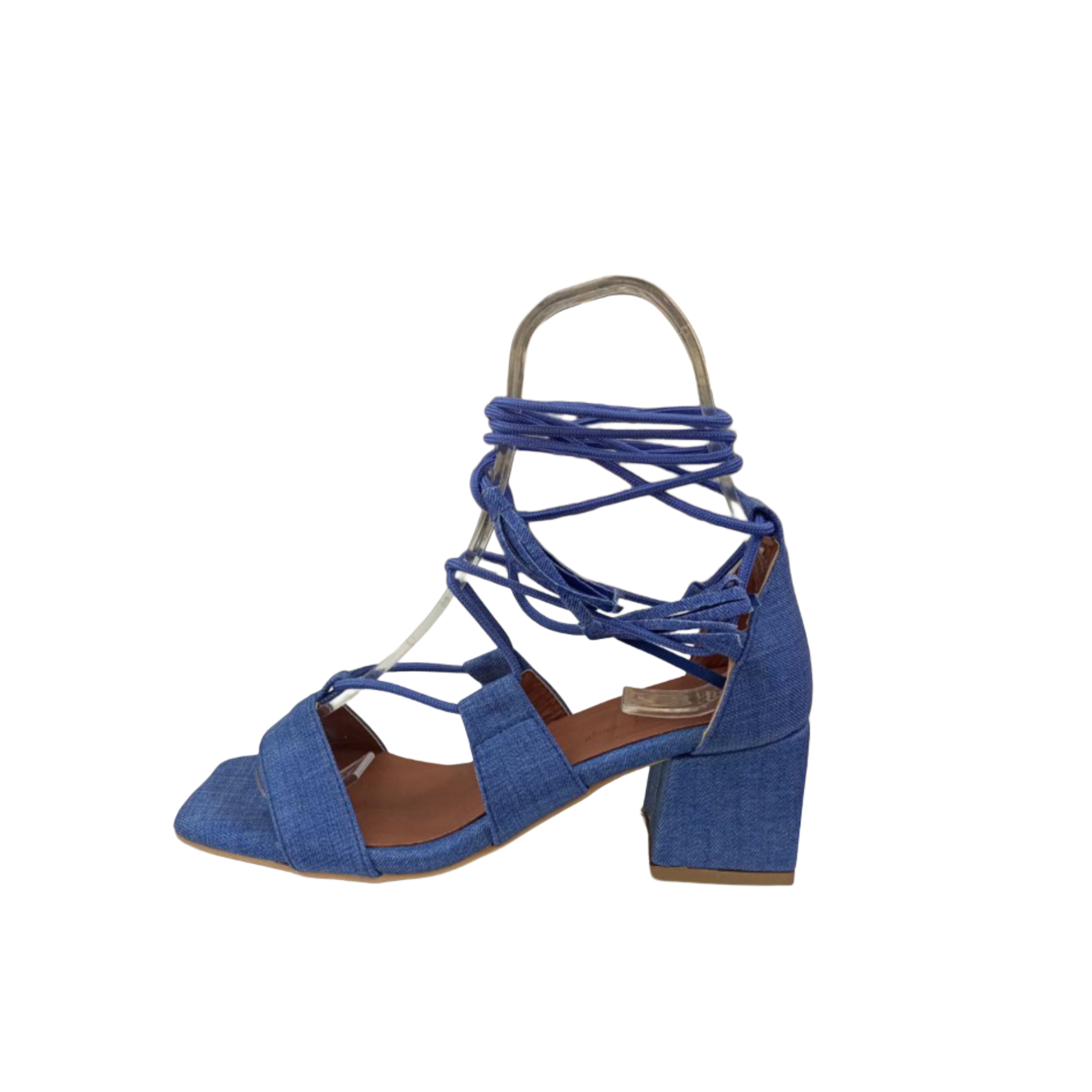 Blue Denim Block Heel Sandal