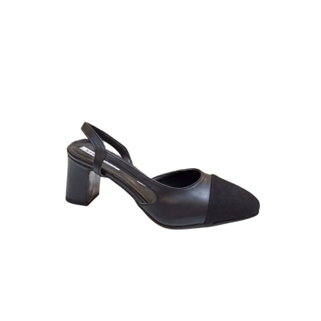 Black Slingback Block Heel Shoe
