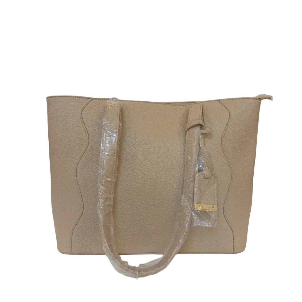 Beige Leather Tote Bag