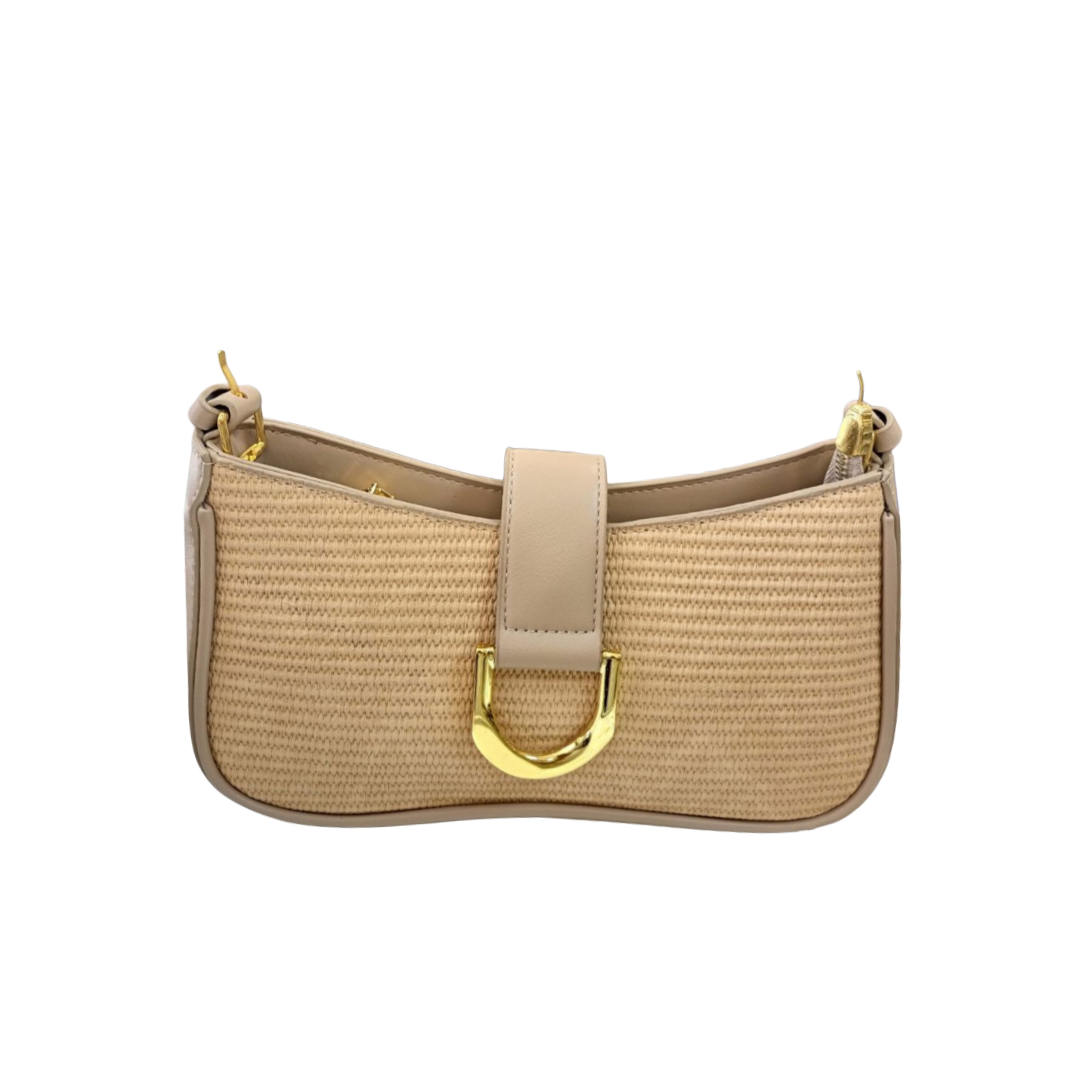 Beige Woven Shoulder Bag