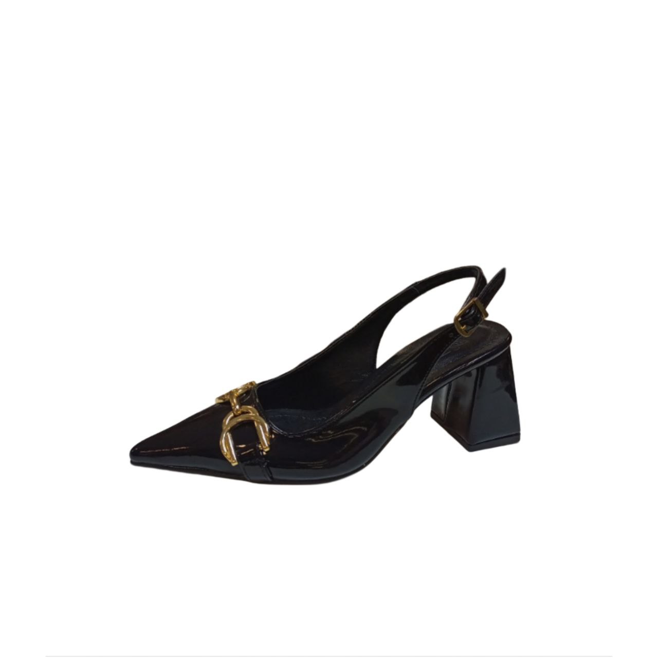 Black Patent Slingback Heel