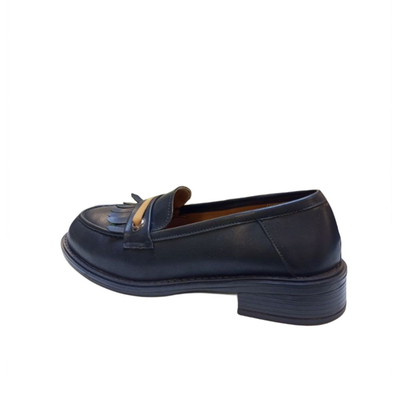 Black leather loafer