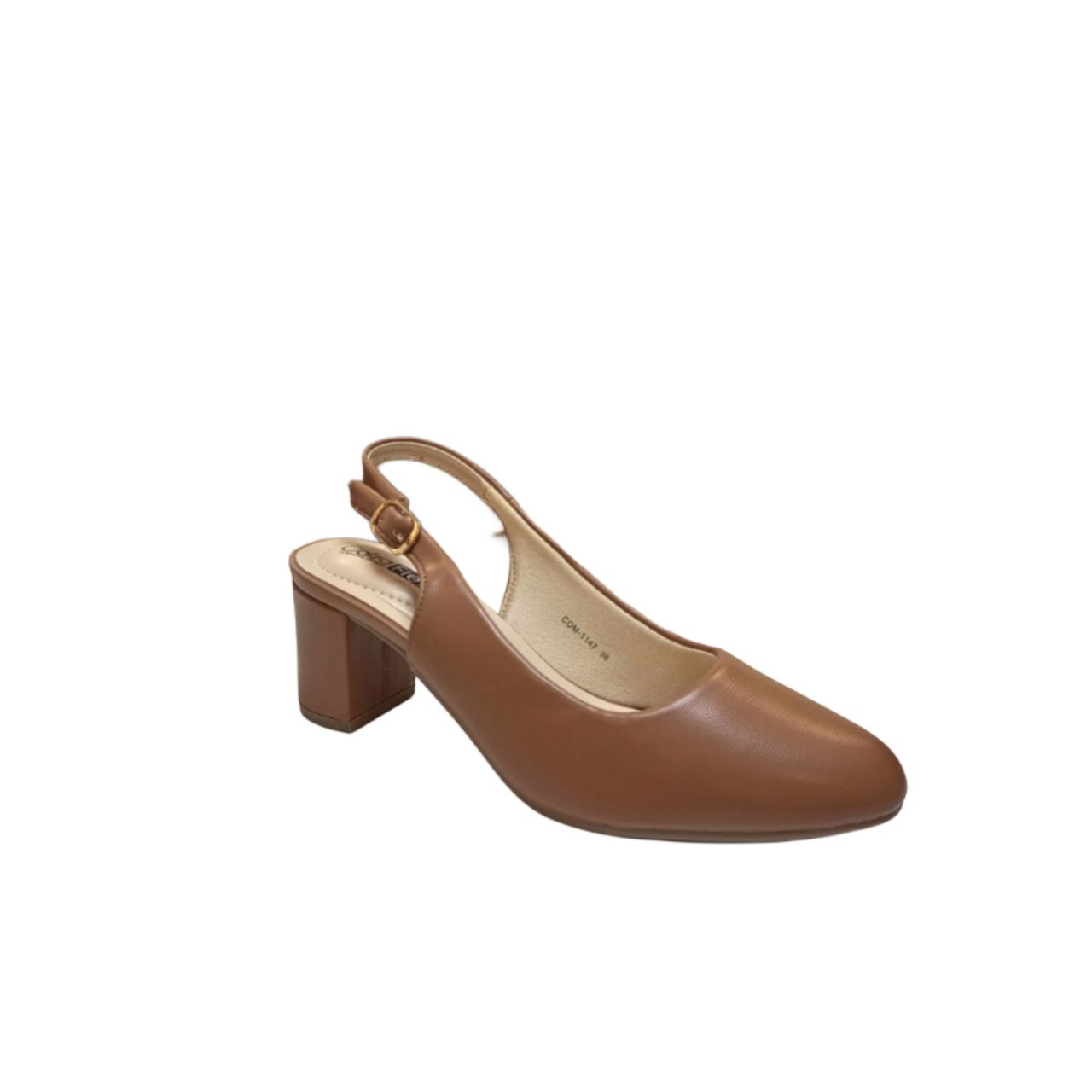 Brown Slingback Block Heel Shoe