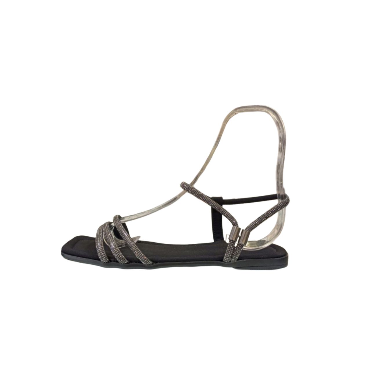Metallic Strappy Flat Sandal
