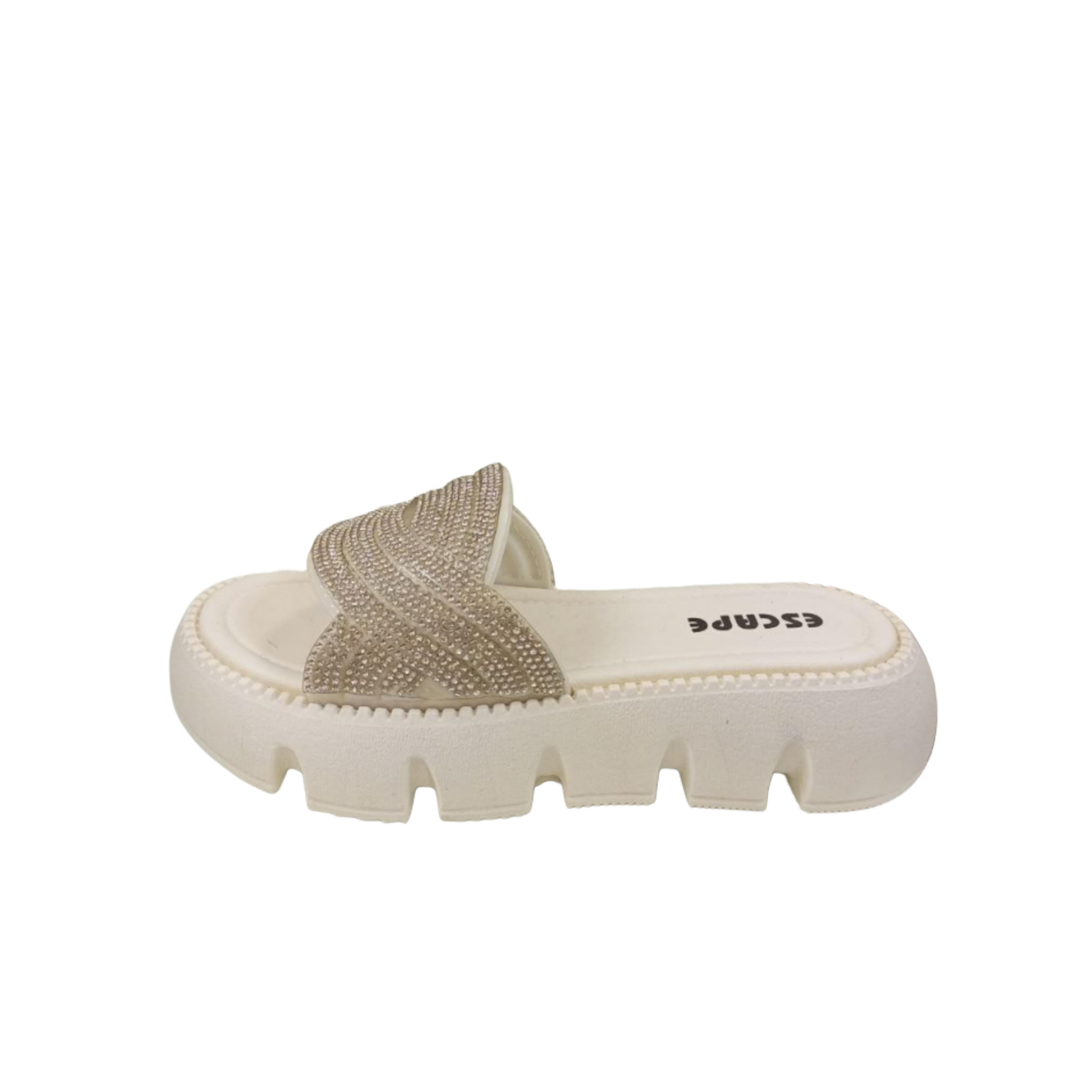 Beige Platform Slide Sandal