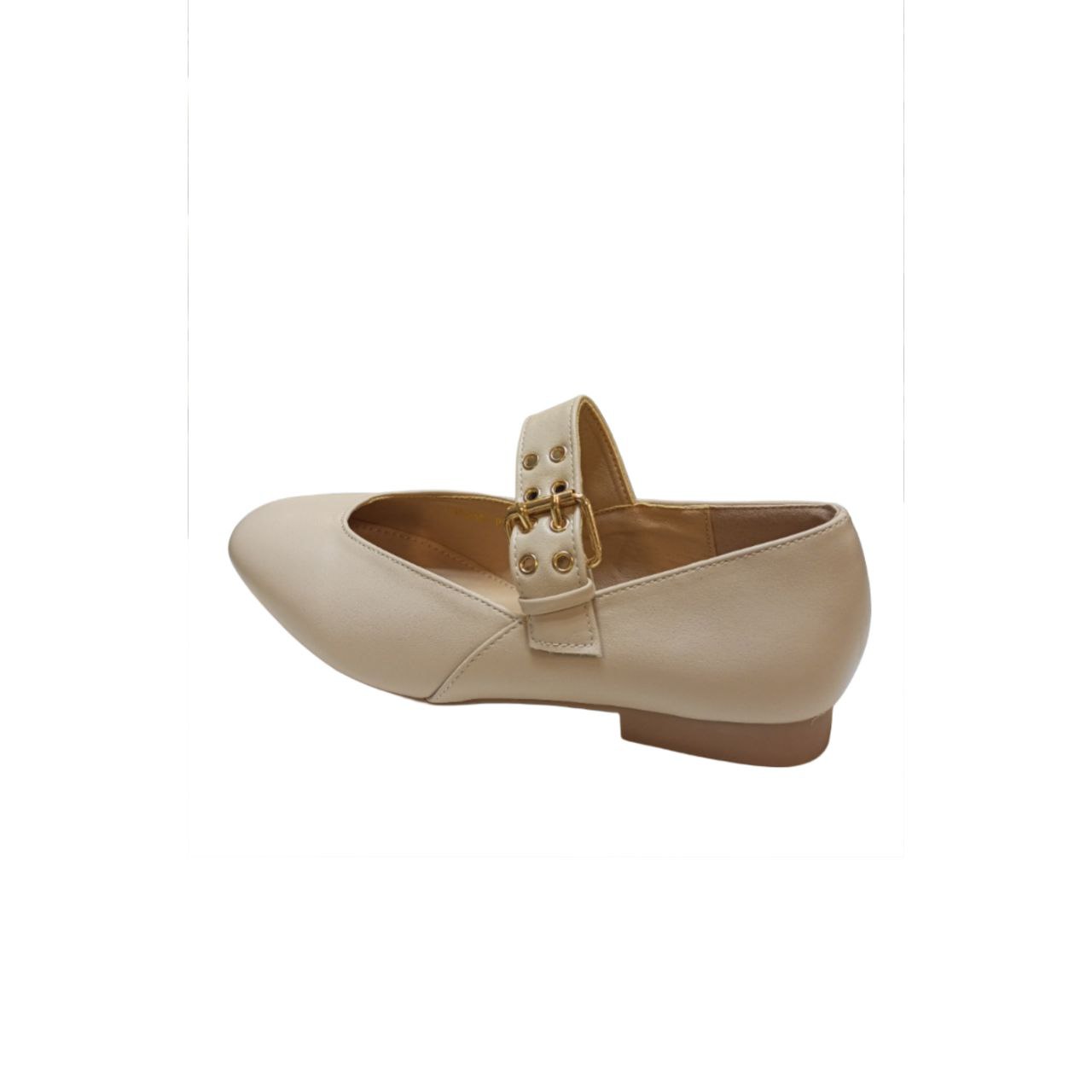 Beige Mary Jane Flat Shoe
