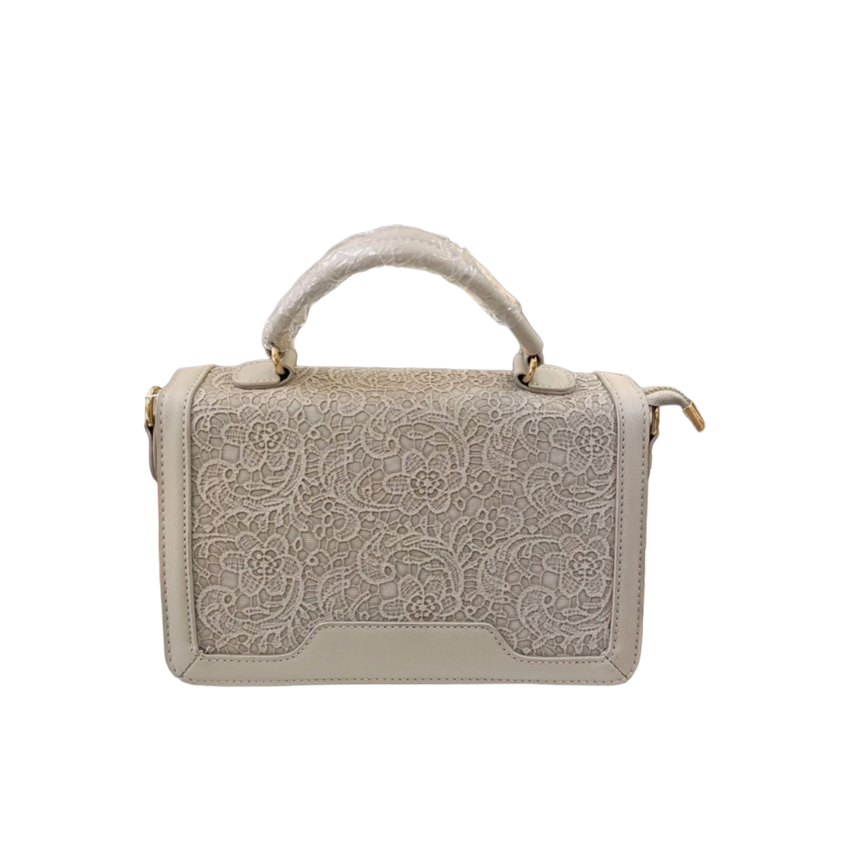 Elegant Beige Lace Handbag