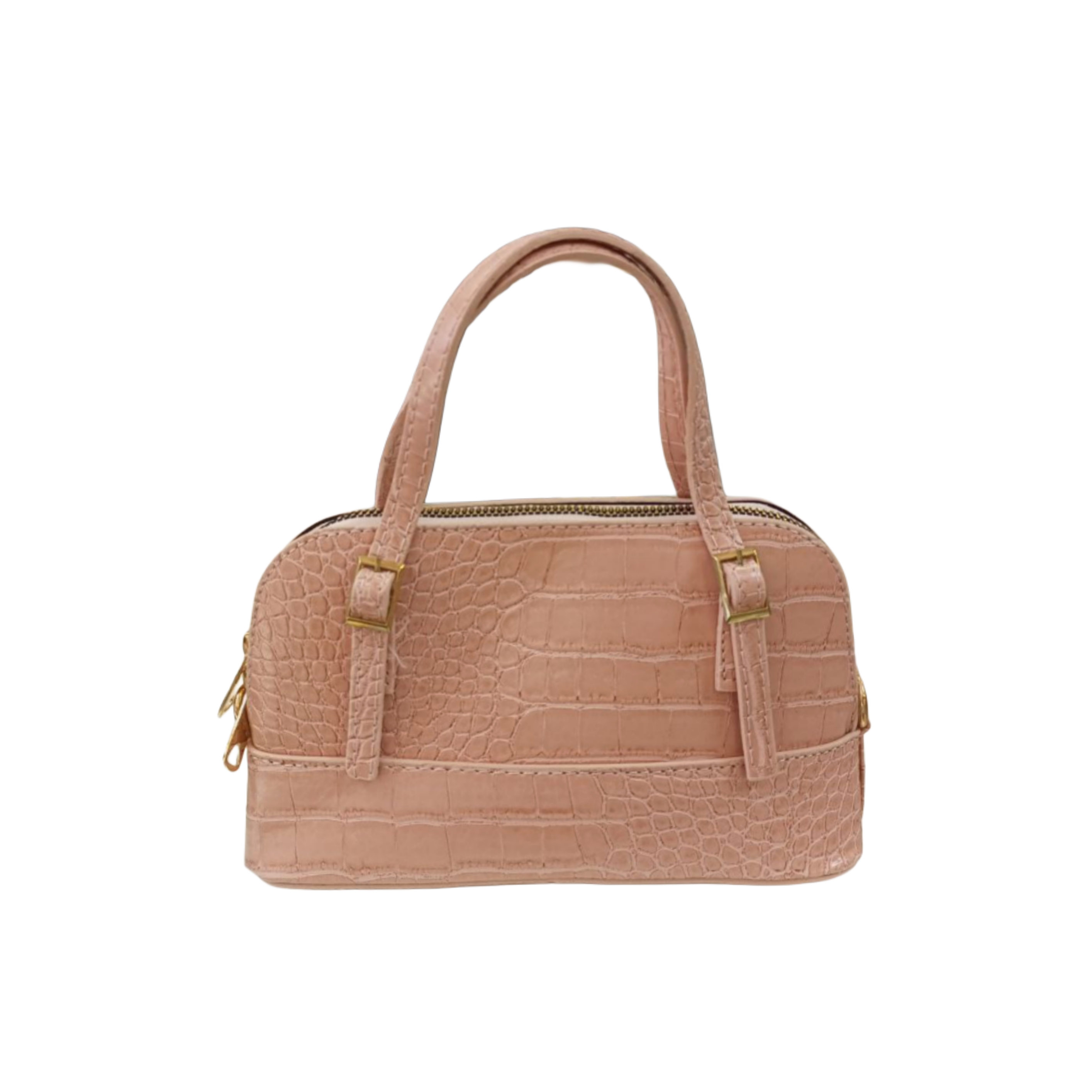 Blush Pink Faux Croc Handbag