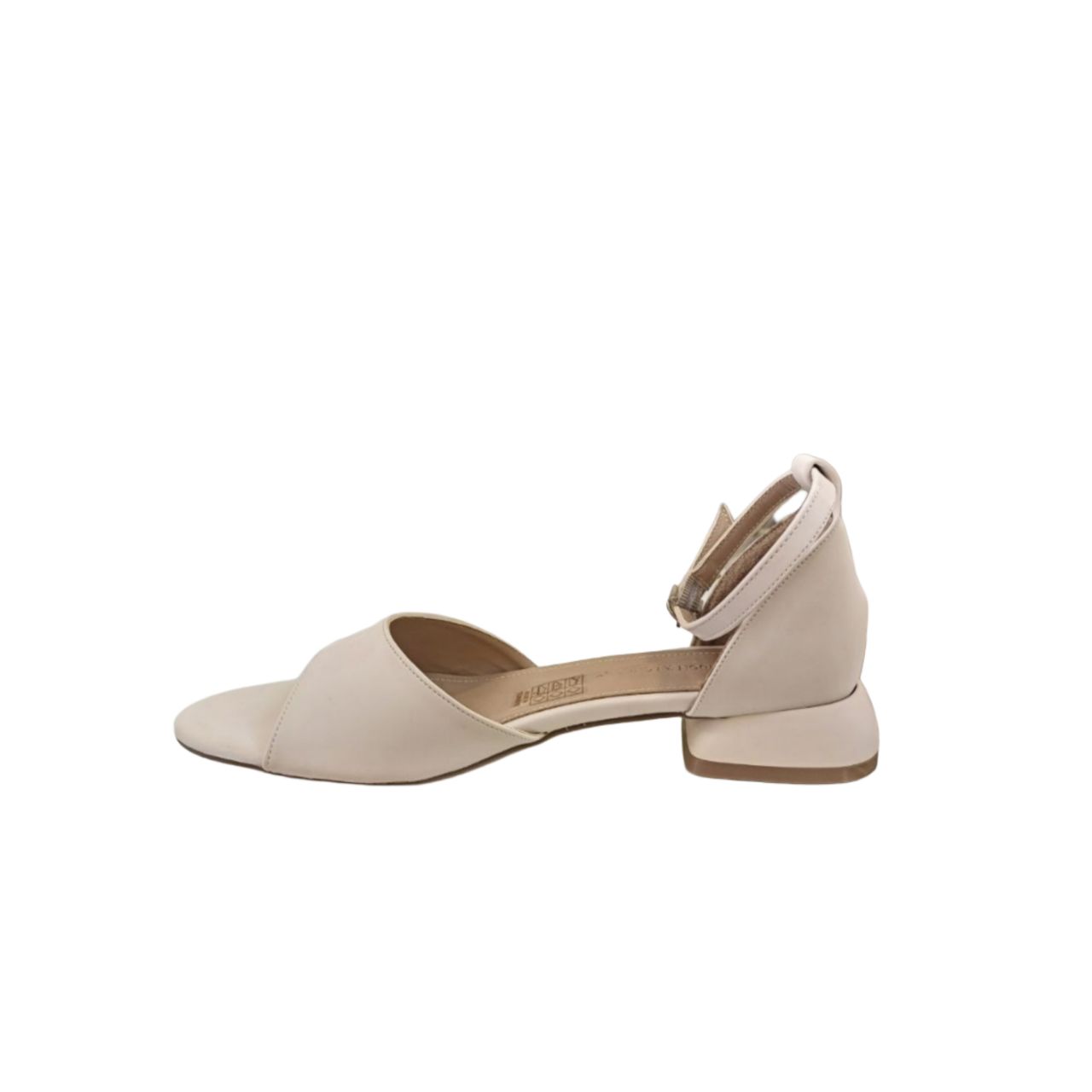 Beige Open-Toe Low Heel Sandal