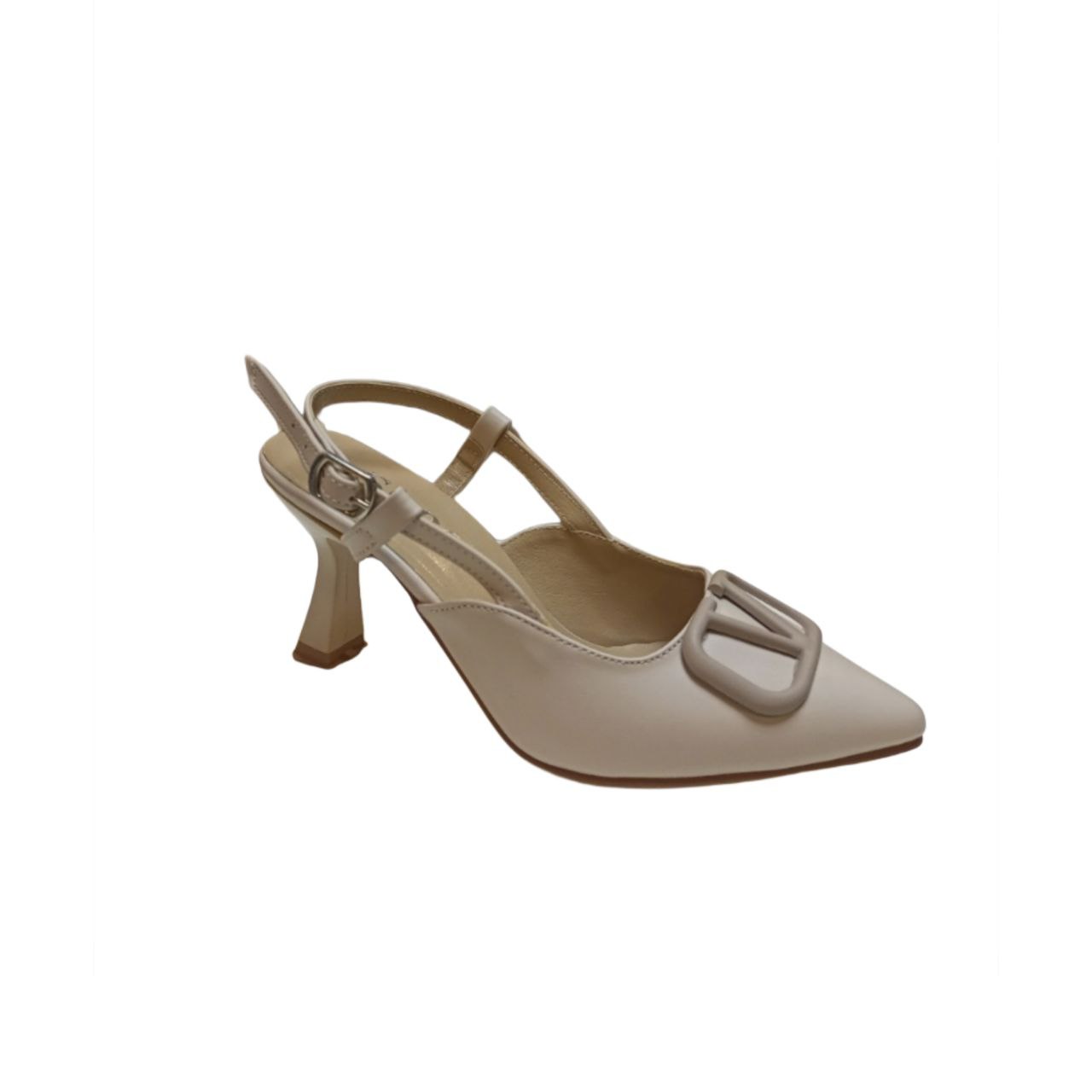 Beige Slingback Heeled Shoe